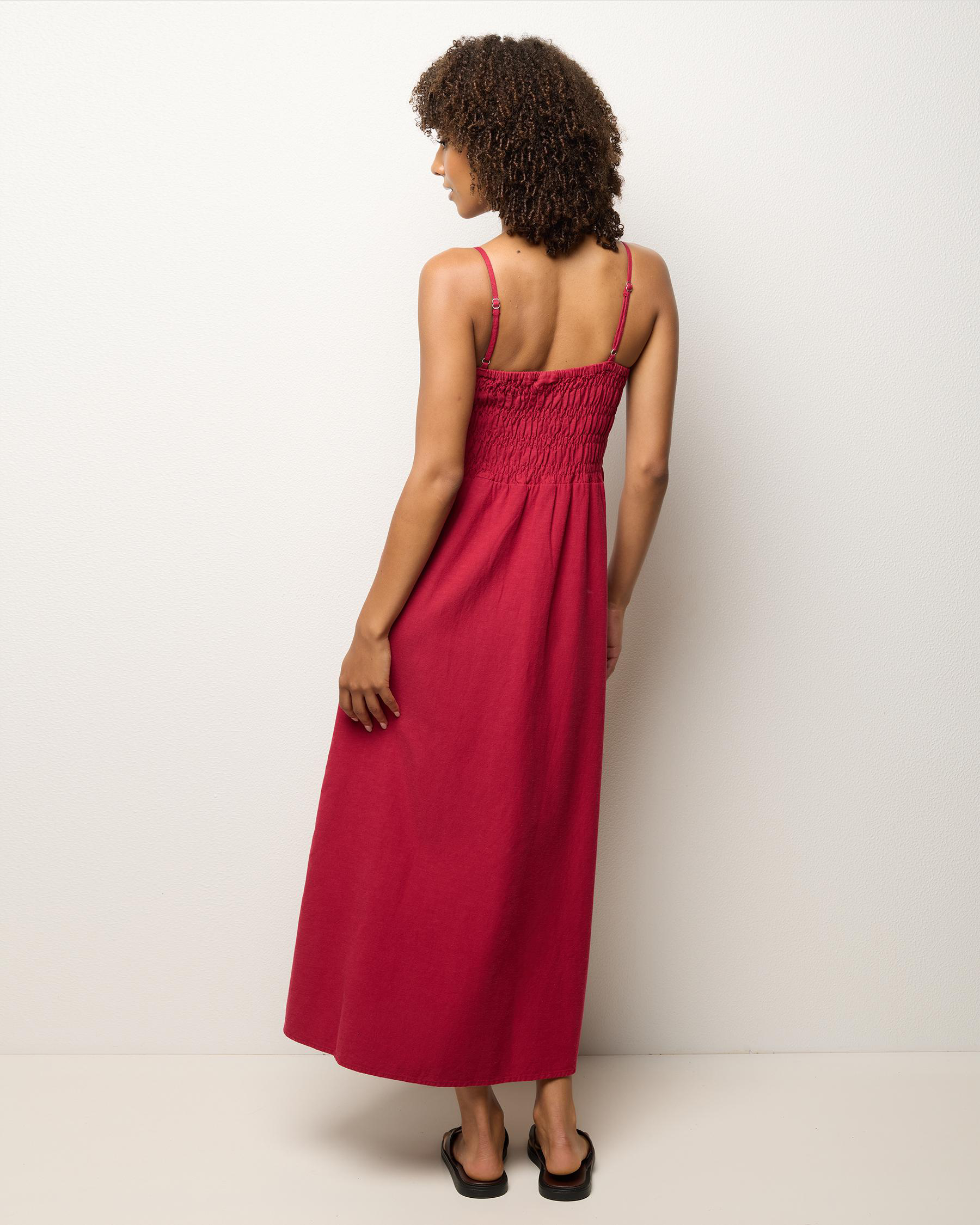 Classic Shirred Midi Dress