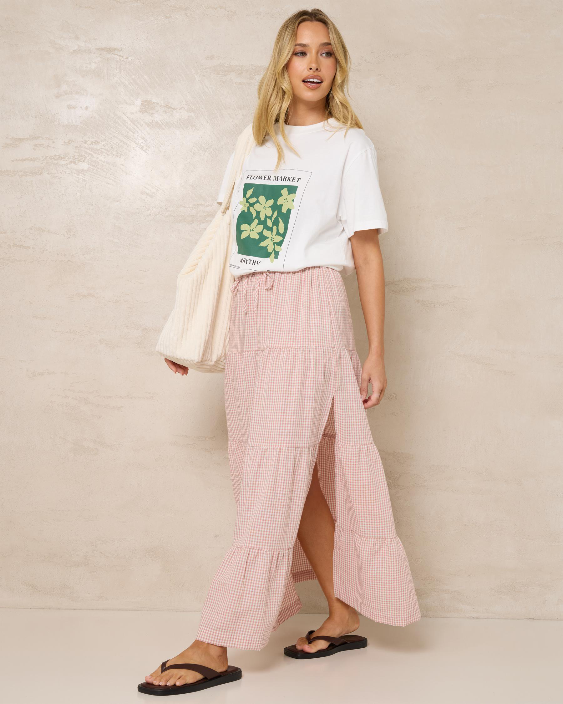 Lola Checked Tiered Maxi Skirt