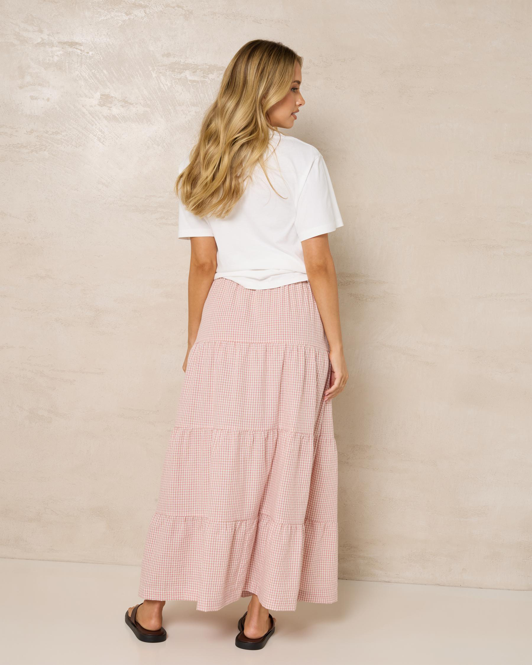 Lola Checked Tiered Maxi Skirt