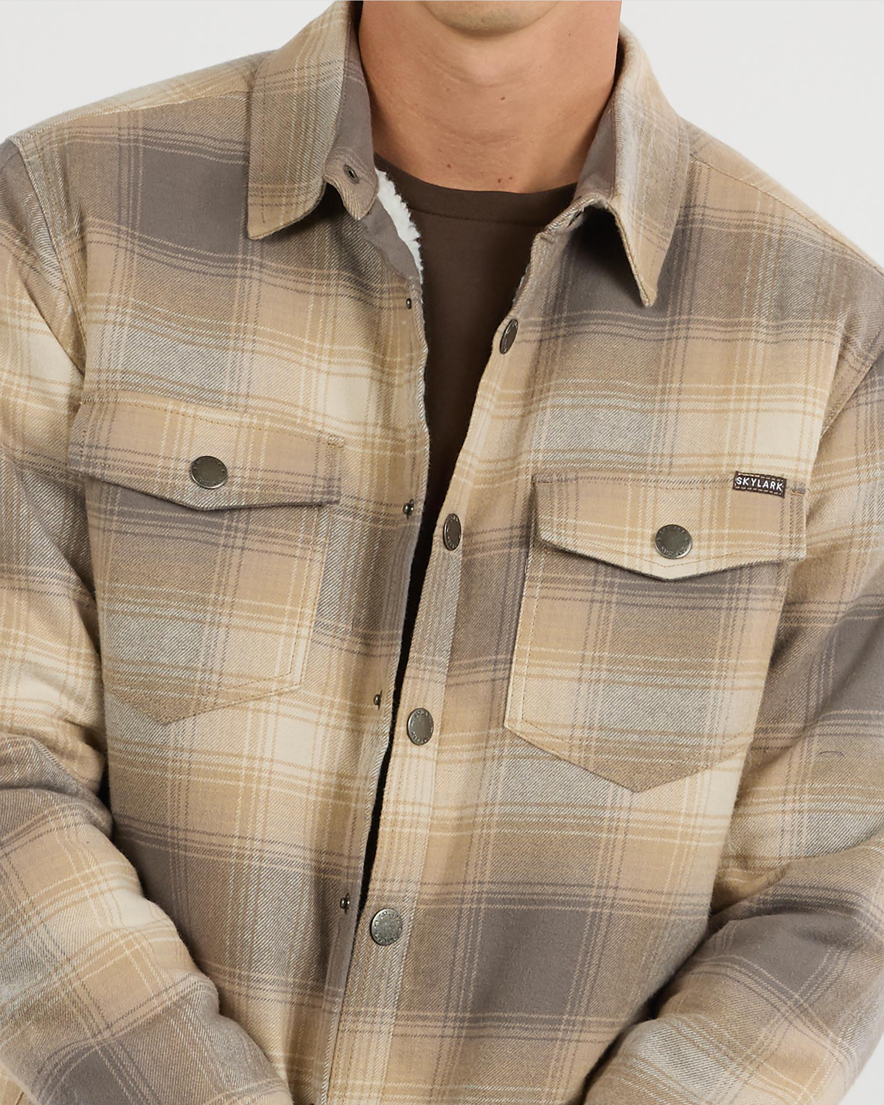 Plated Long Sleeve Flannel Shirt