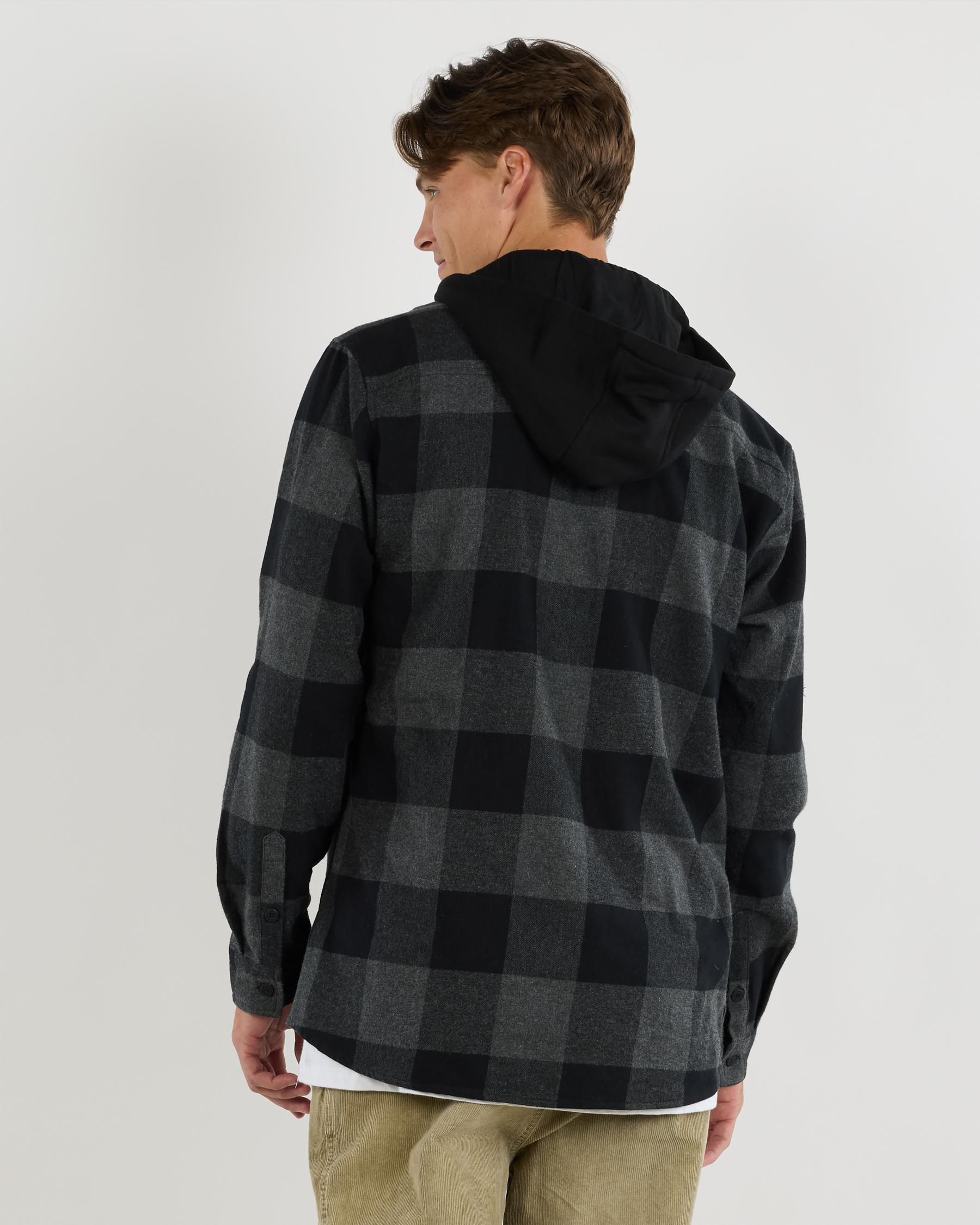 Recount Hooded Long Sleeve Flannel Shirt