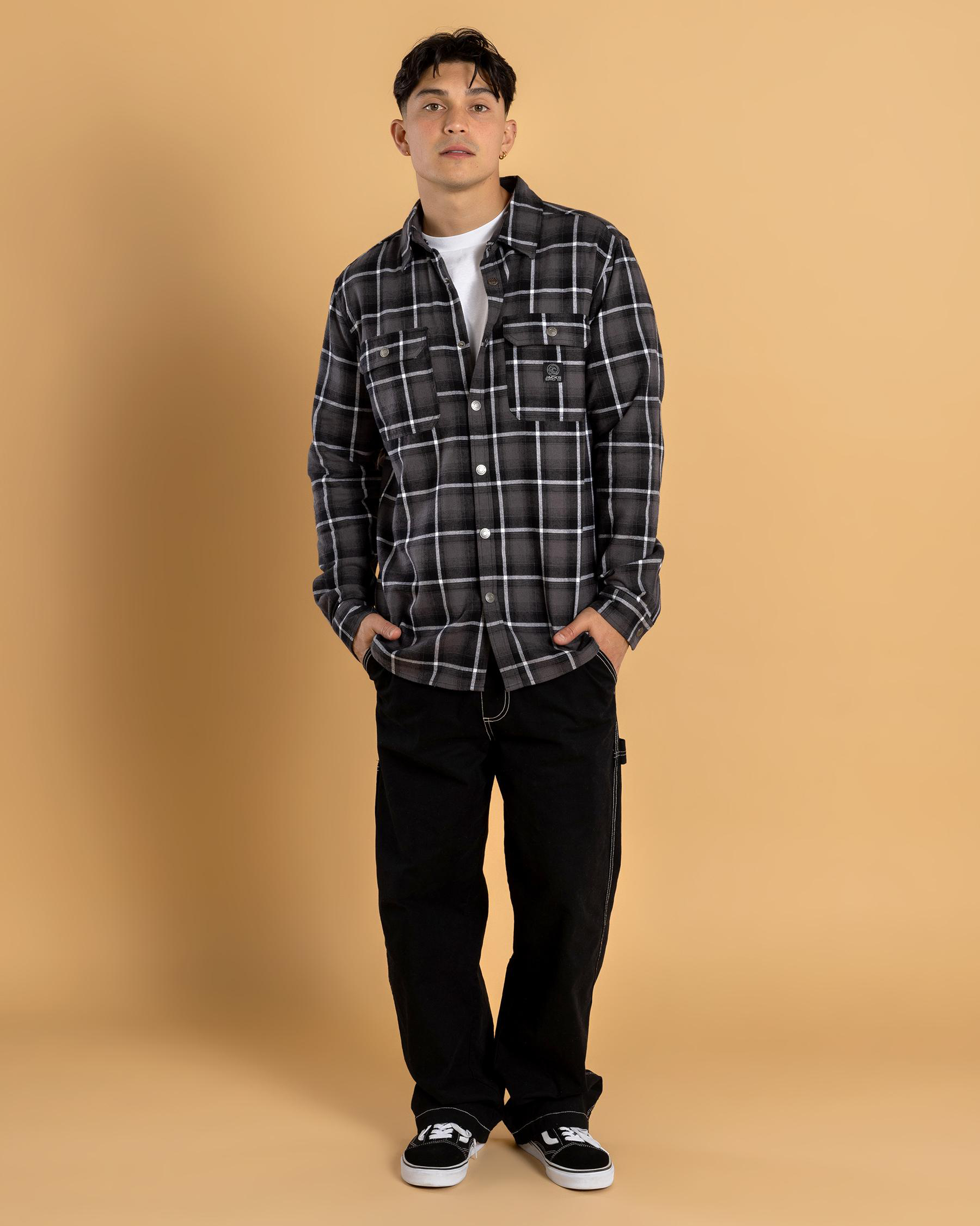 Ample Long Sleeve Flannel Hooded Shirt