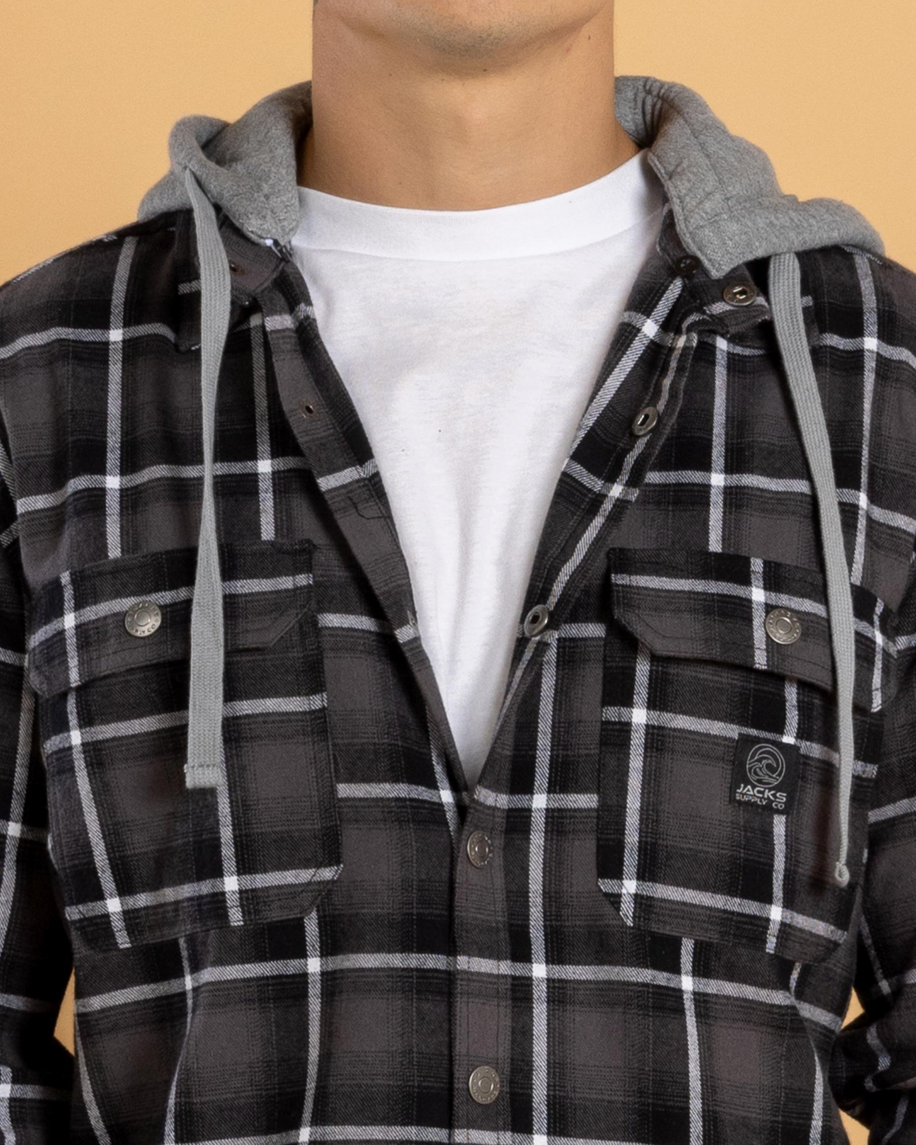 Ample Long Sleeve Flannel Hooded Shirt
