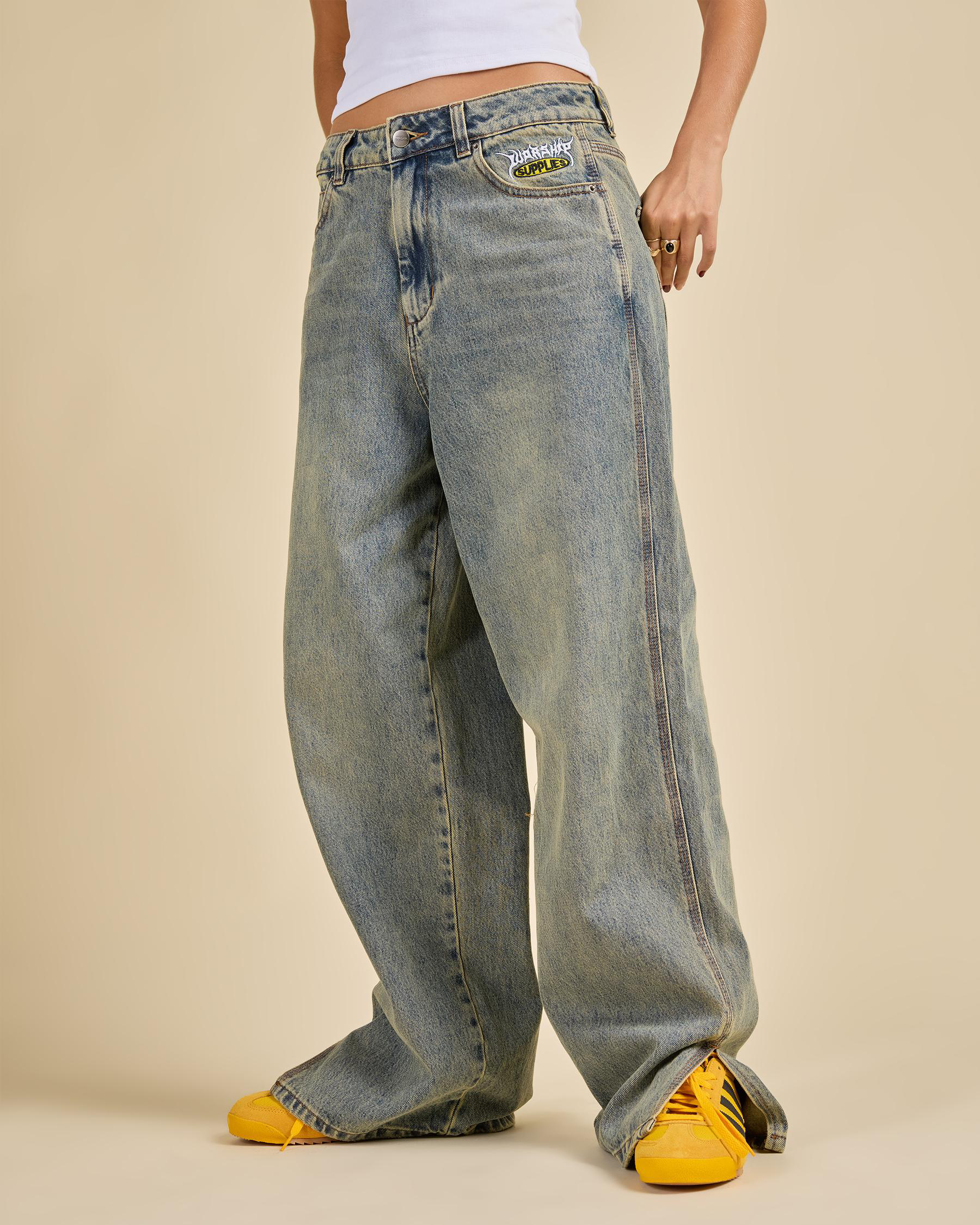 Messenger Bag Baggy Split Jeans