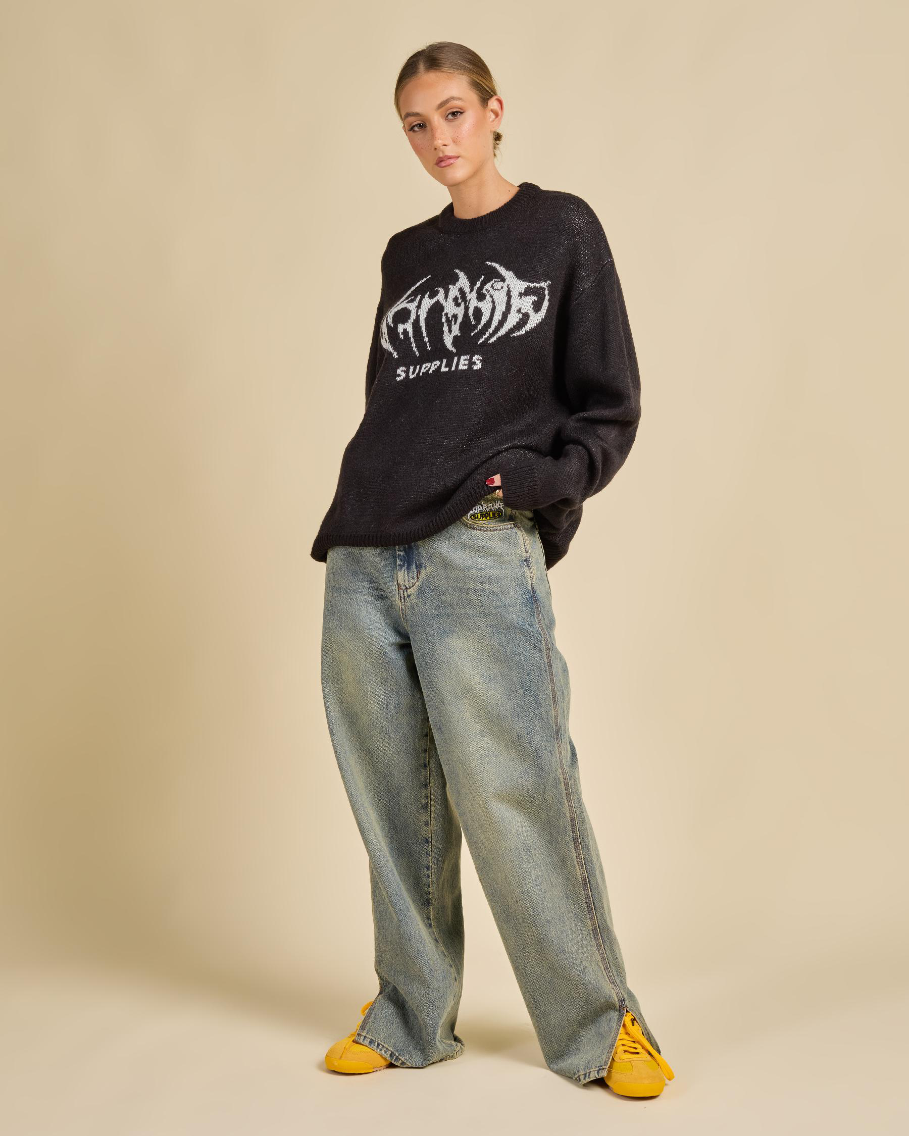 Diablo Box Fit Crew Neck Knit Sweater