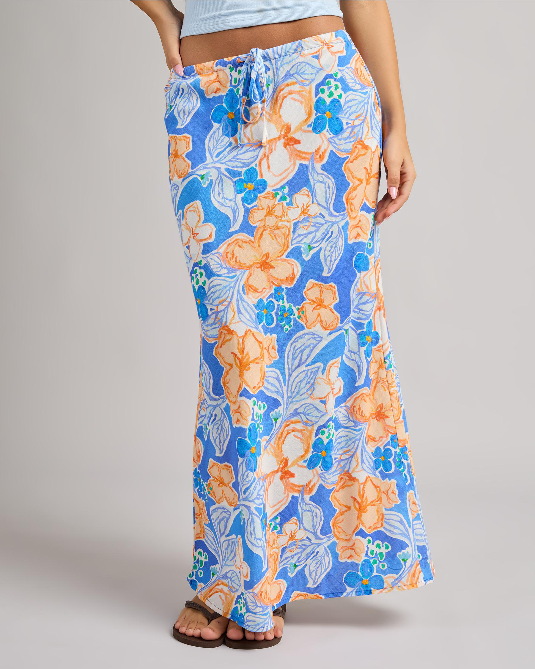 Paradise Floral Bias Cut Maxi Skirt