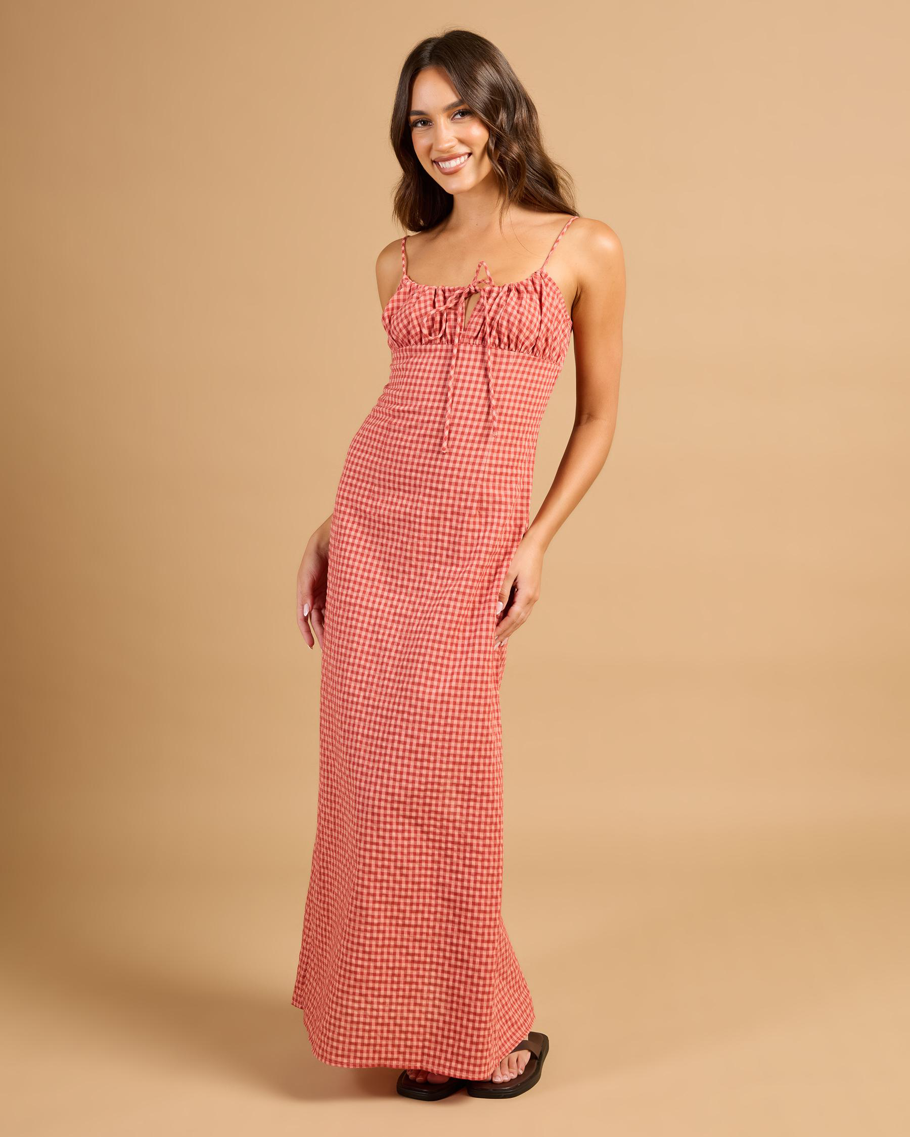 Lola Check Gathered Maxi Dress