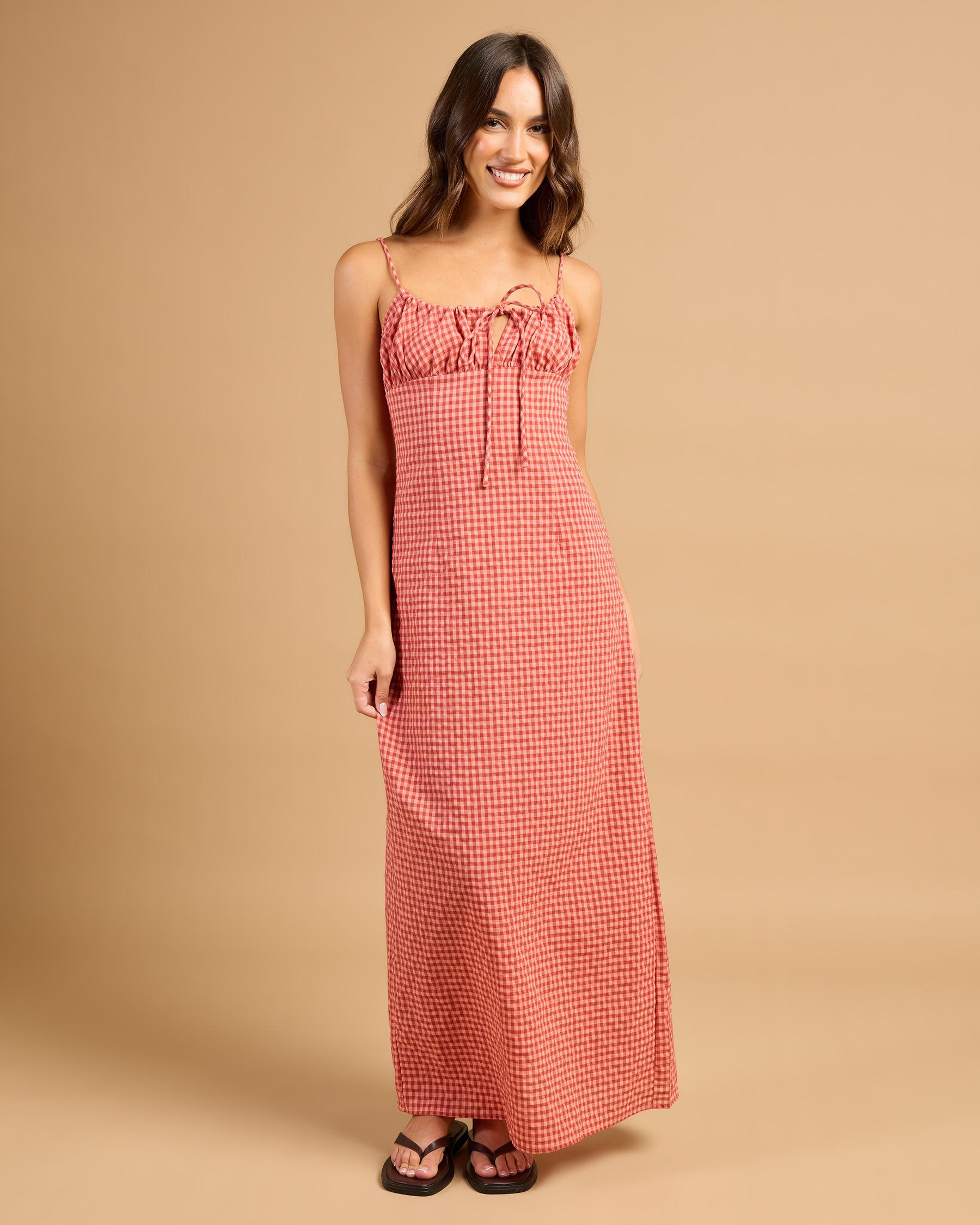 Lola Check Gathered Maxi Dress