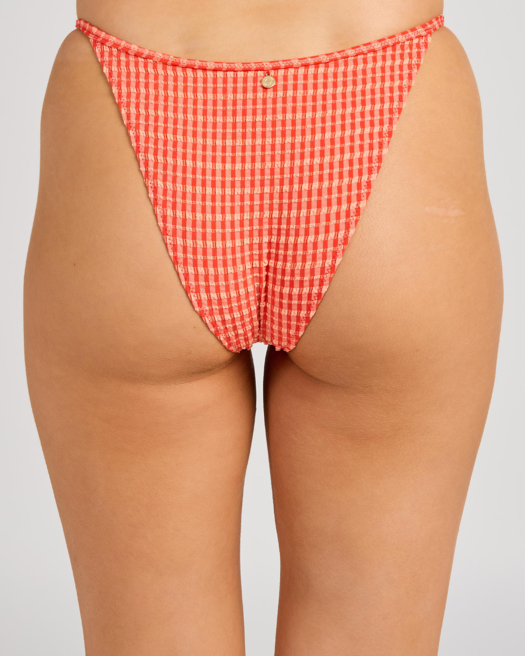 Lola Check Adjustable High Cut String Bikini Bottom