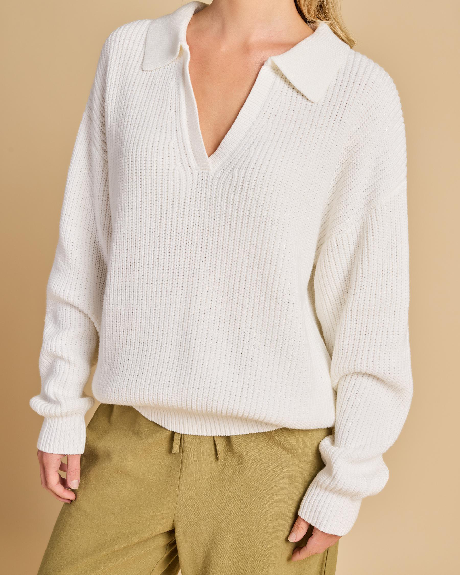 Muse V-Neck Collared Fluffy Knit Jumper