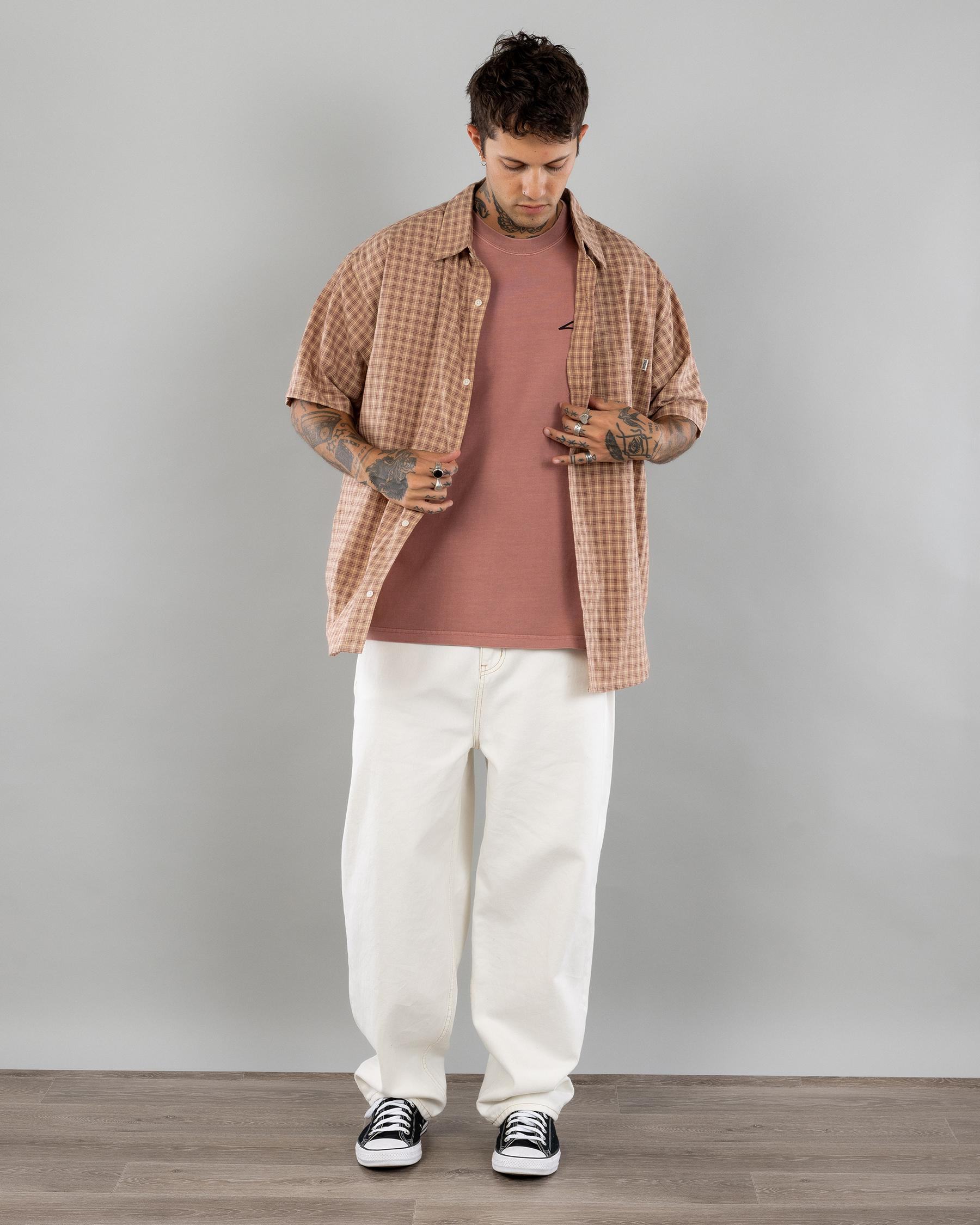 Block Plaid Short Sleeve Shirt