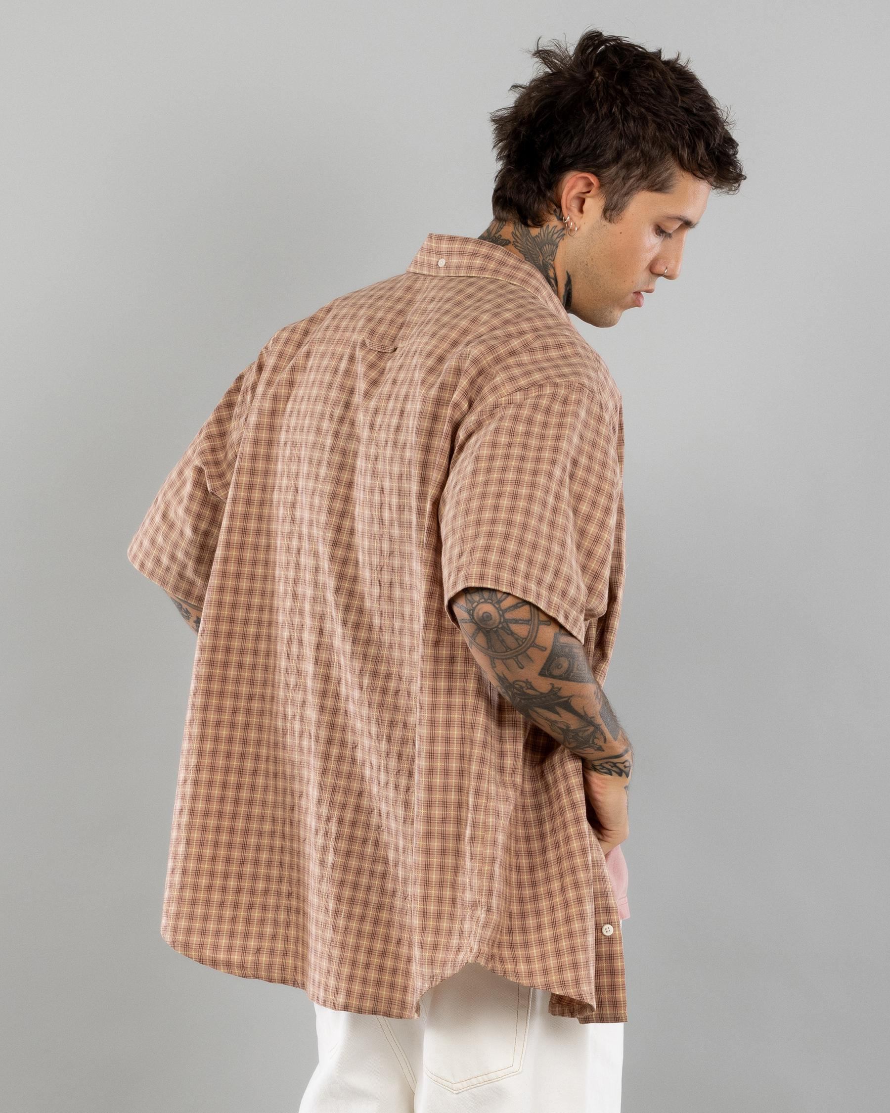 Block Plaid Short Sleeve Shirt