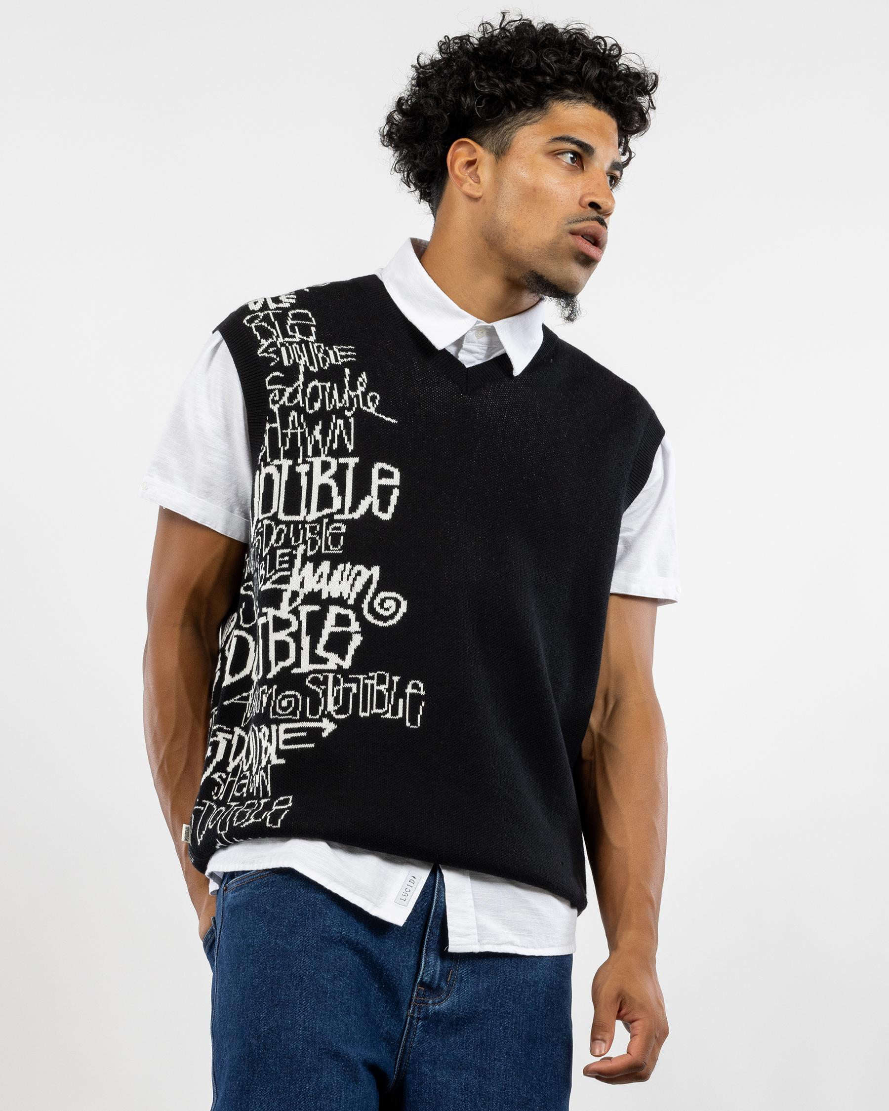 Script Stack Sweater Vest