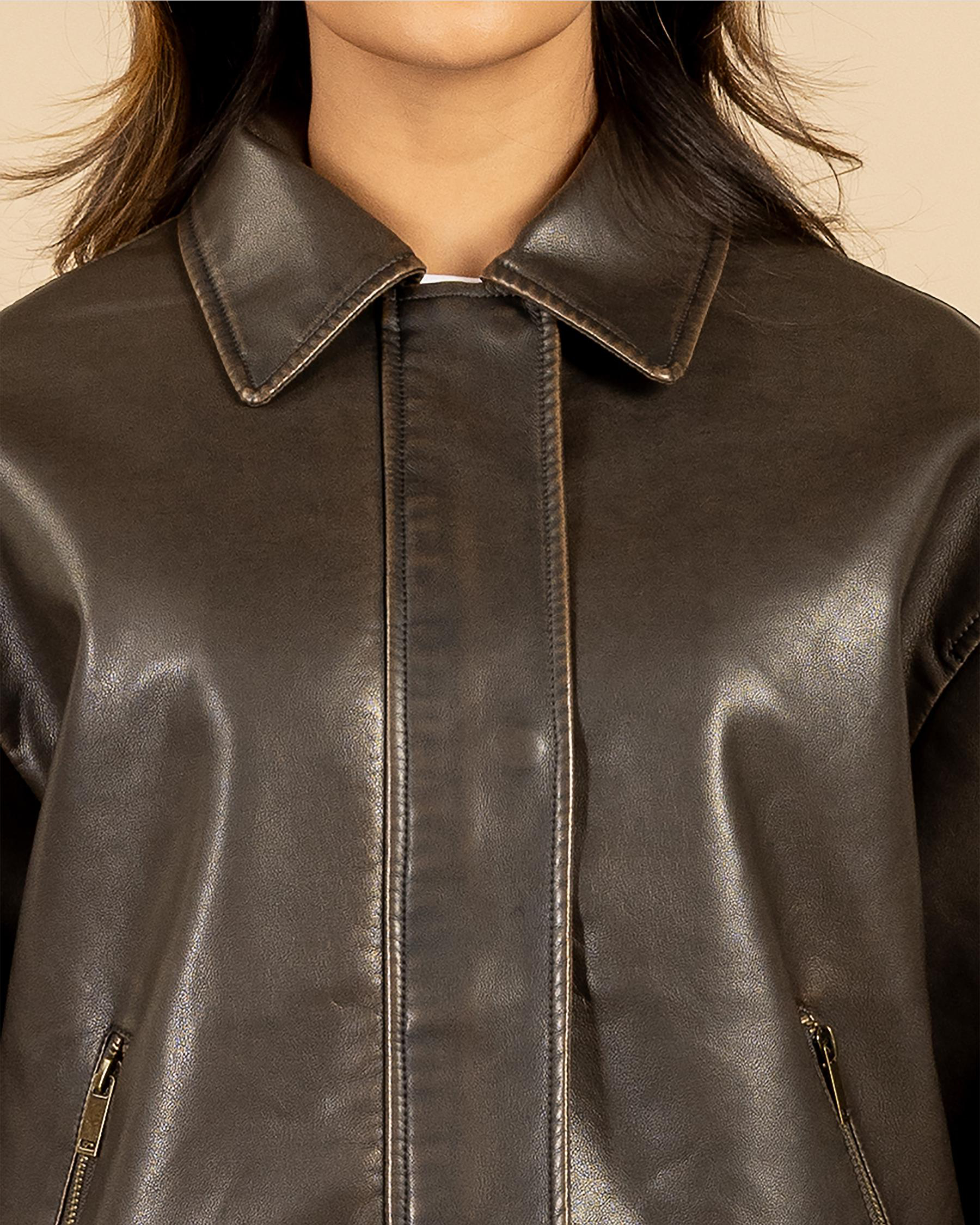 Maverick Faux Leather Bomber Jacket