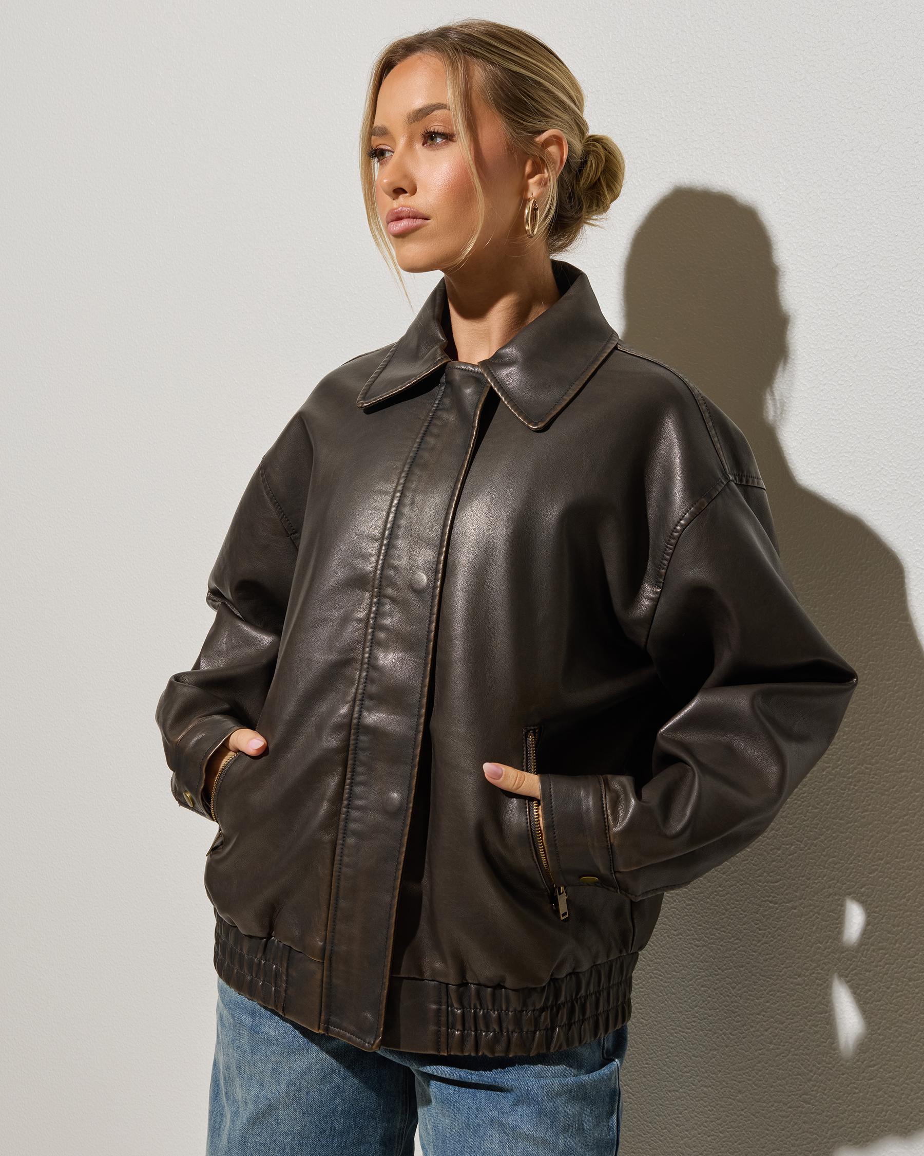 Maverick Faux Leather Bomber Jacket
