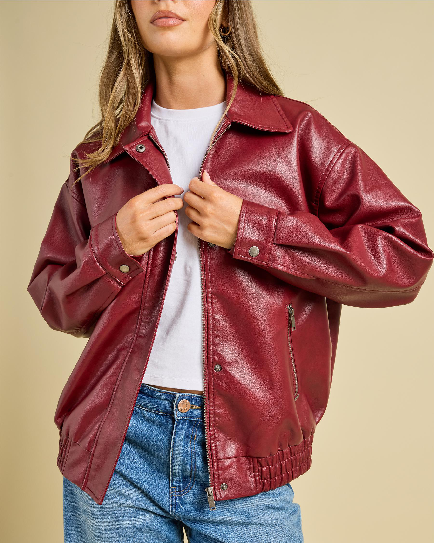 Maverick Faux Leather Bomber Jacket