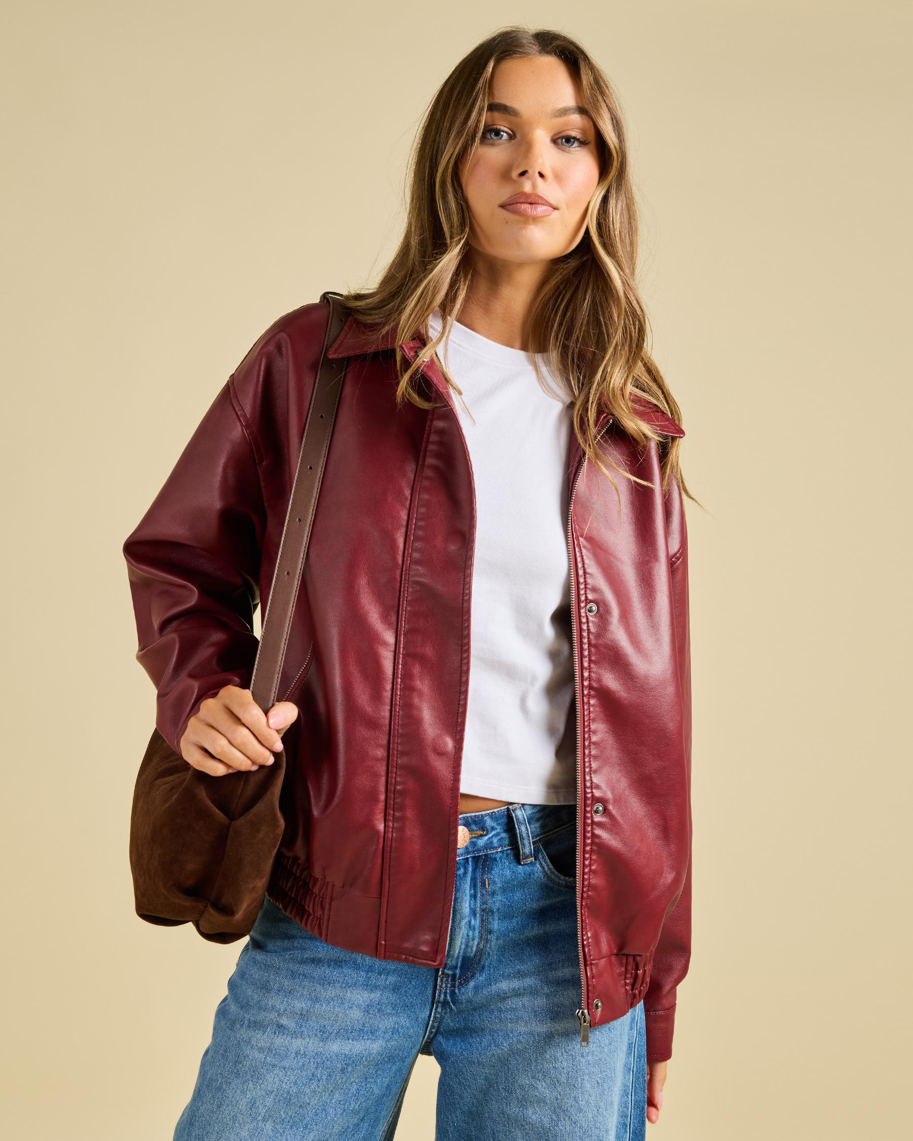 Maverick Faux Leather Bomber Jacket