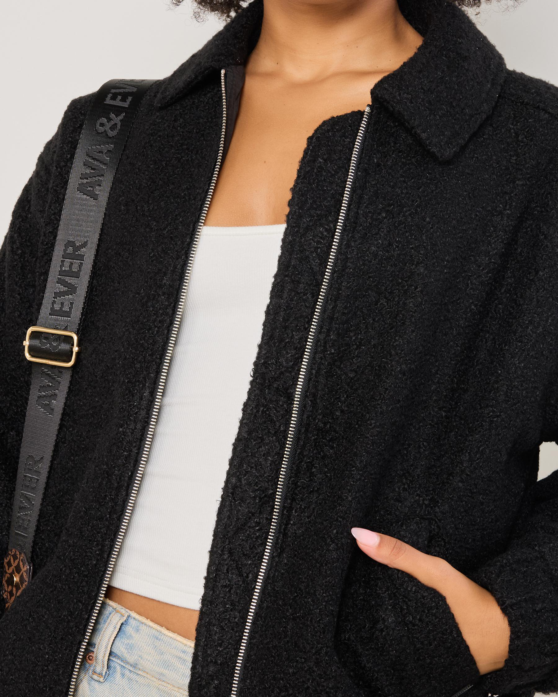 Juno Boucle Bomber Jacket