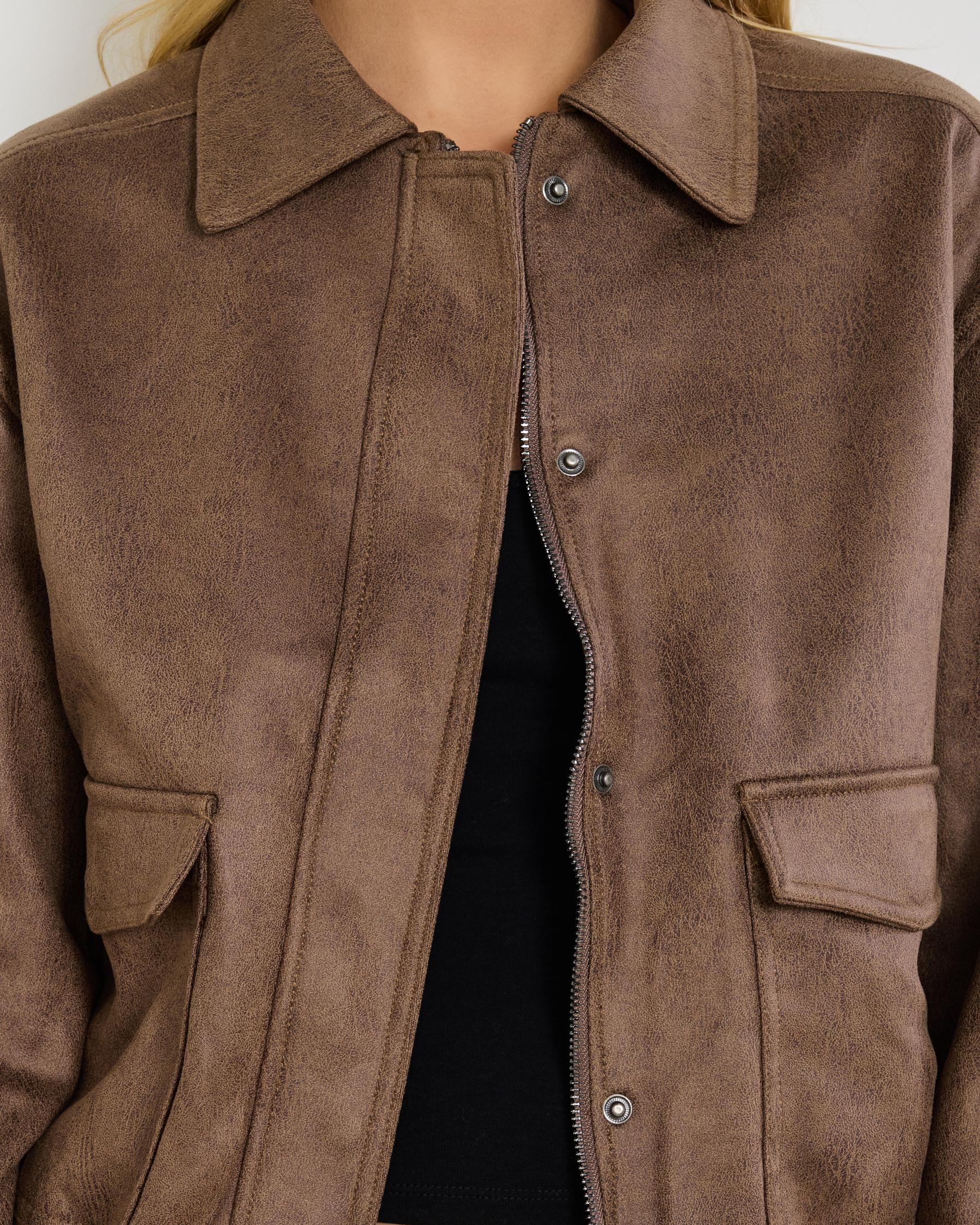 Tommy Faux Leather Bomber Jacket