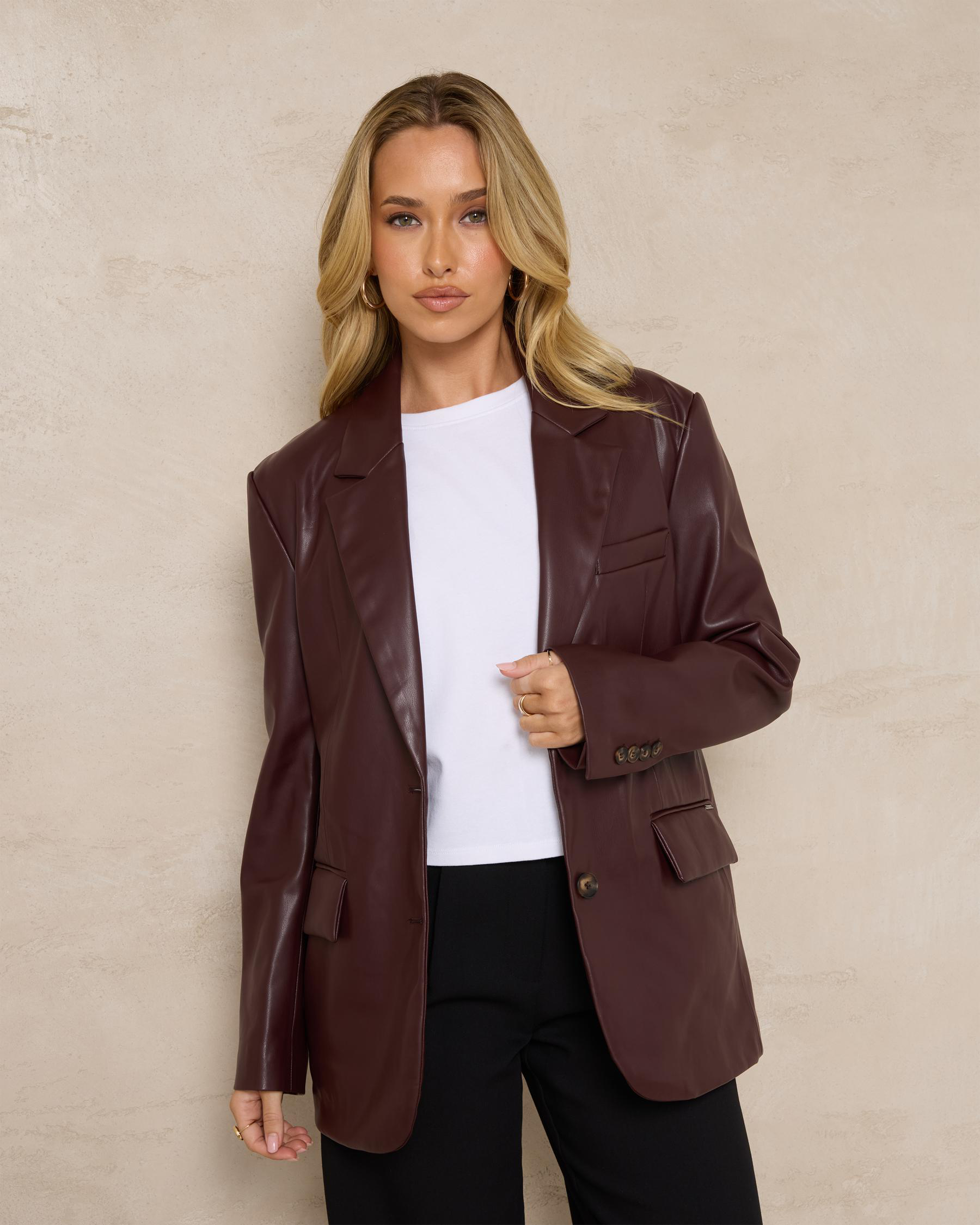 Lenny Oversized Faux Leather Blazer
