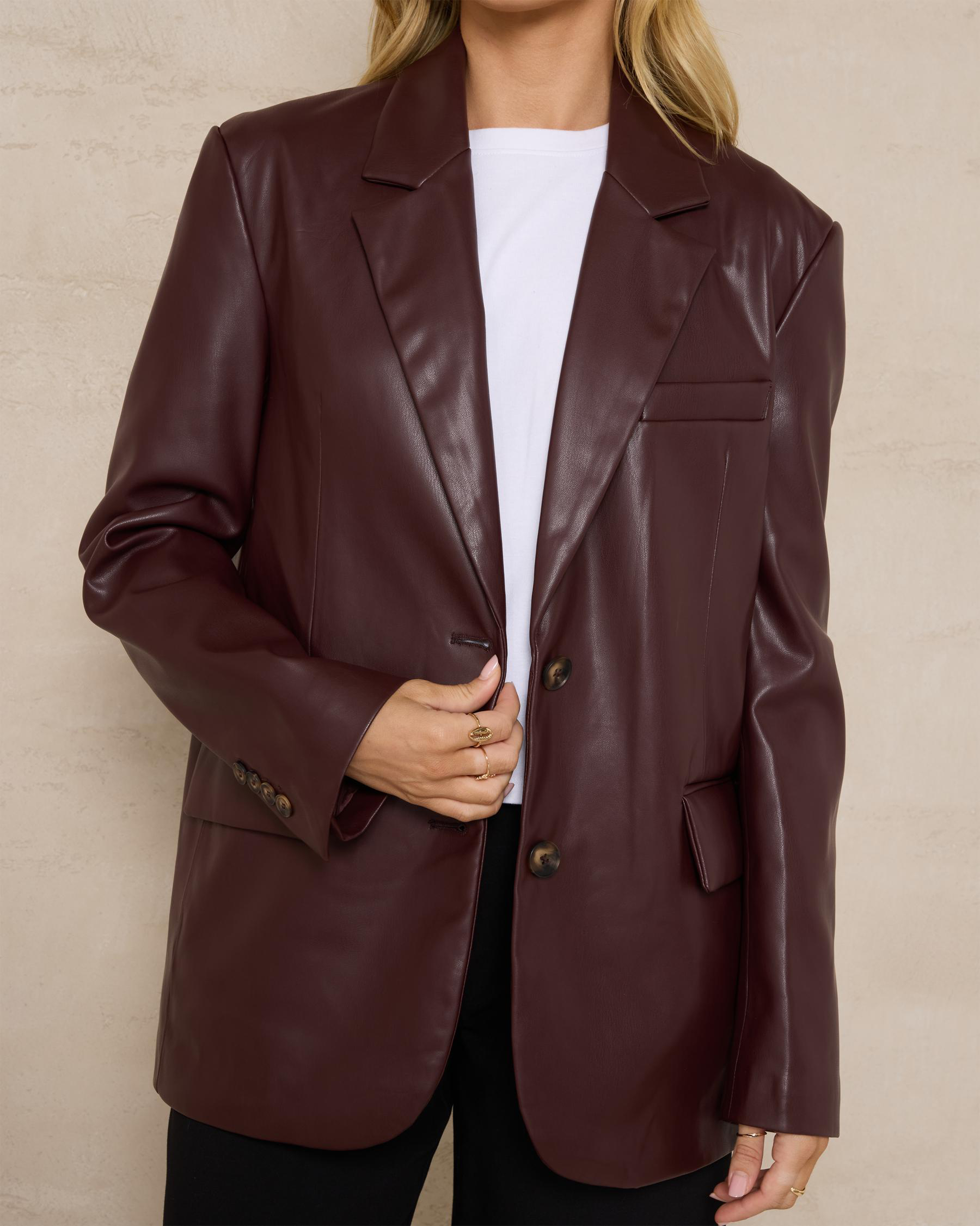 Lenny Oversized Faux Leather Blazer