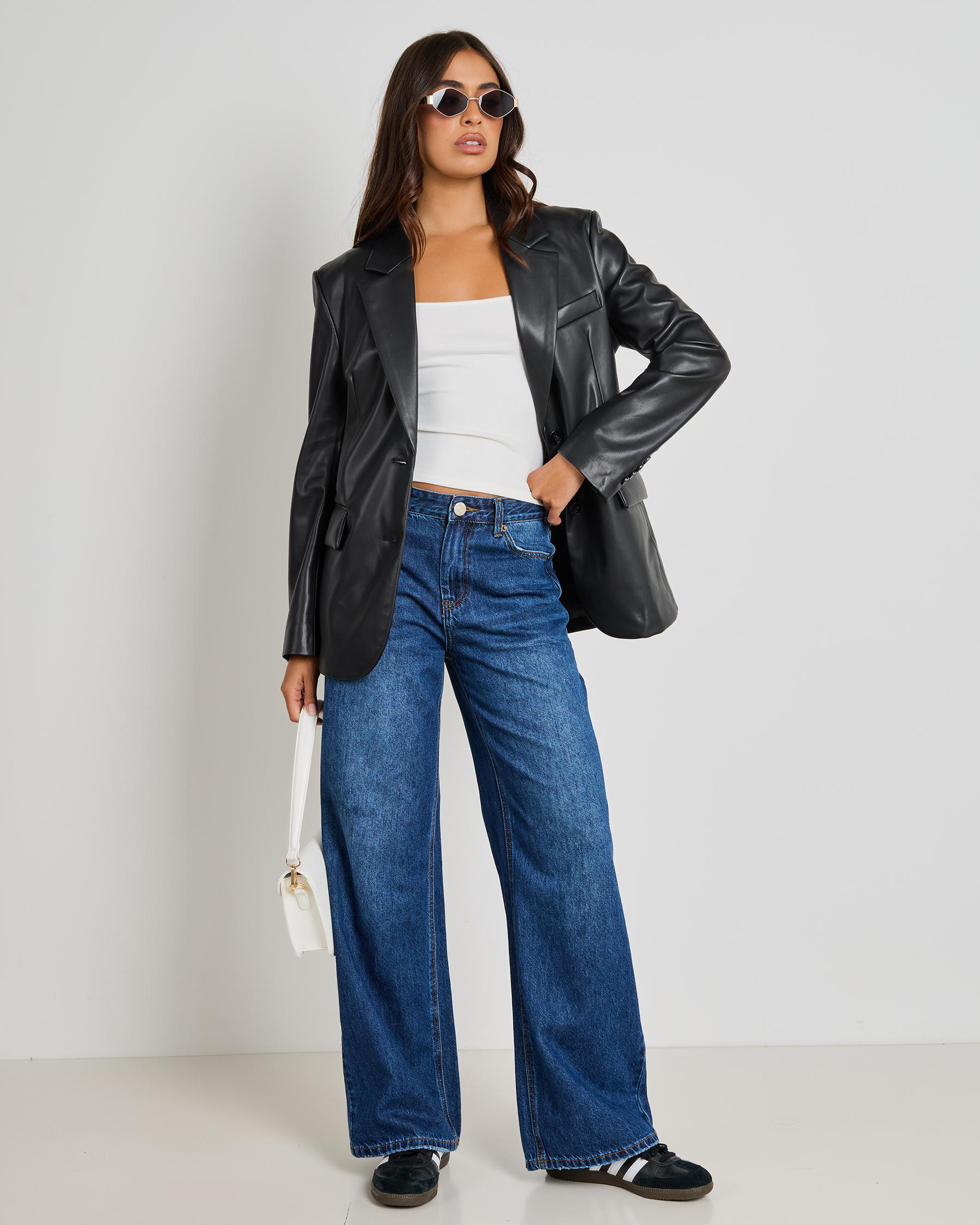 Lenny Oversized Faux Leather Blazer