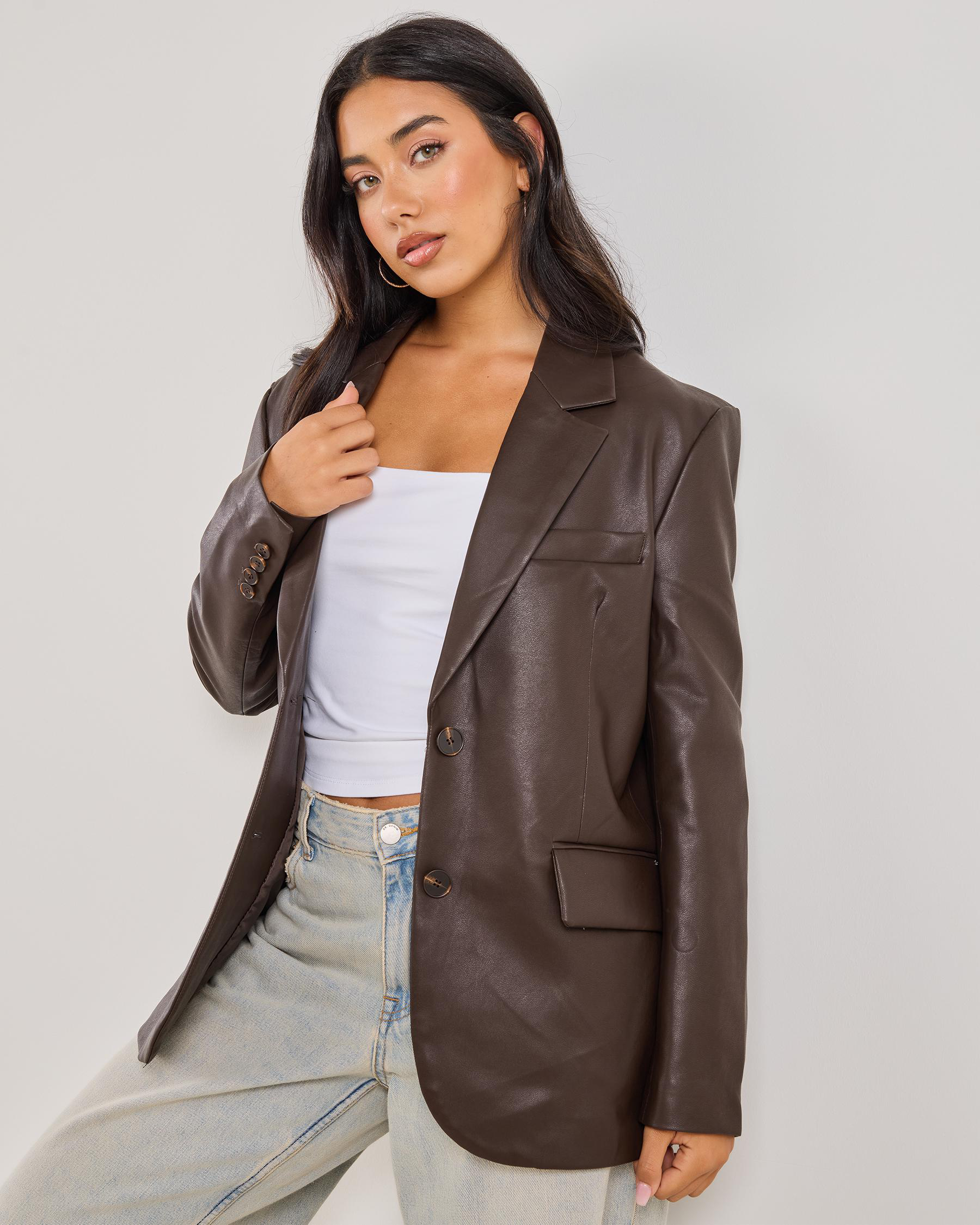 Lenny Oversized Faux Leather Blazer