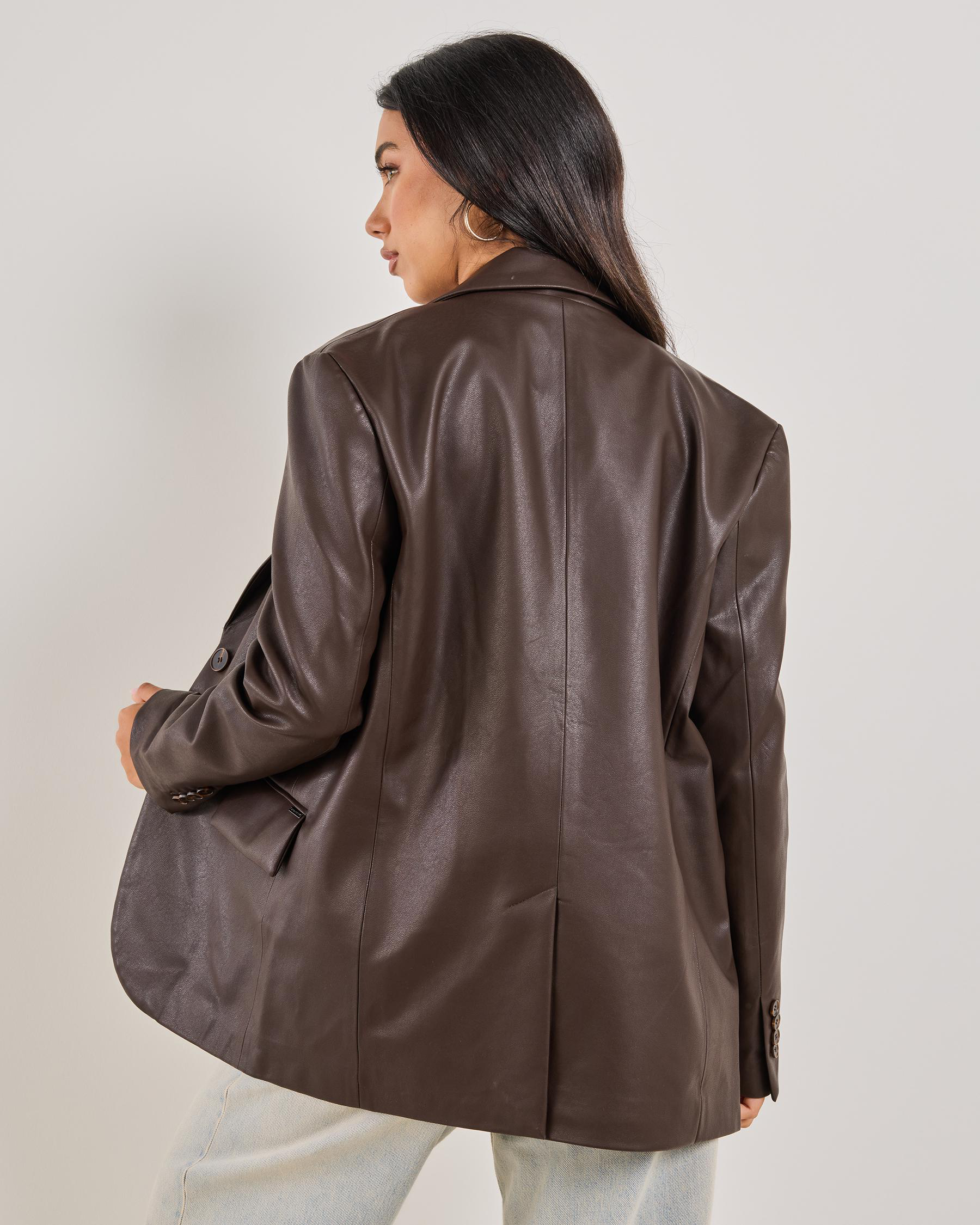 Lenny Oversized Faux Leather Blazer