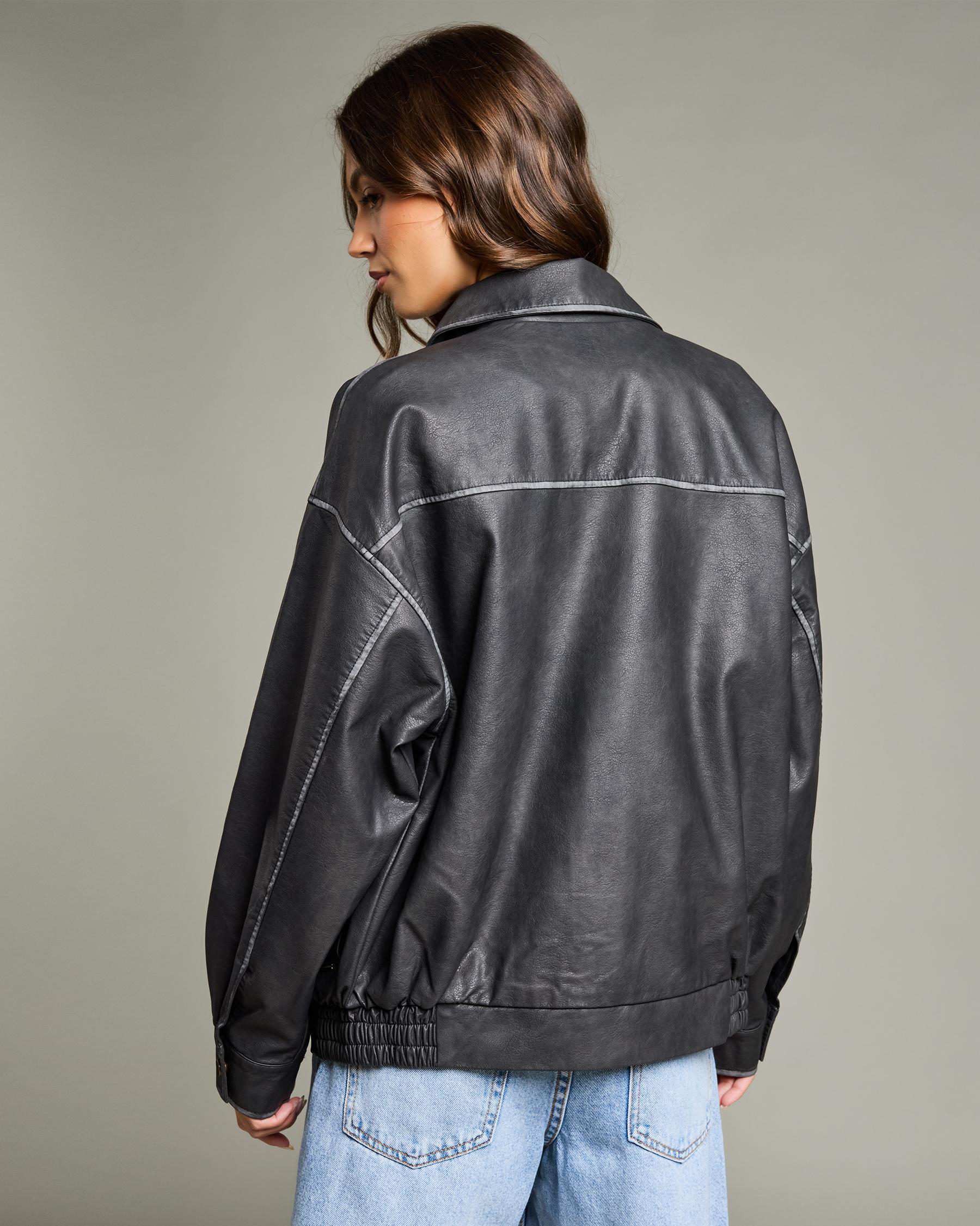 Dakota Faux Leather Bomber Jacket