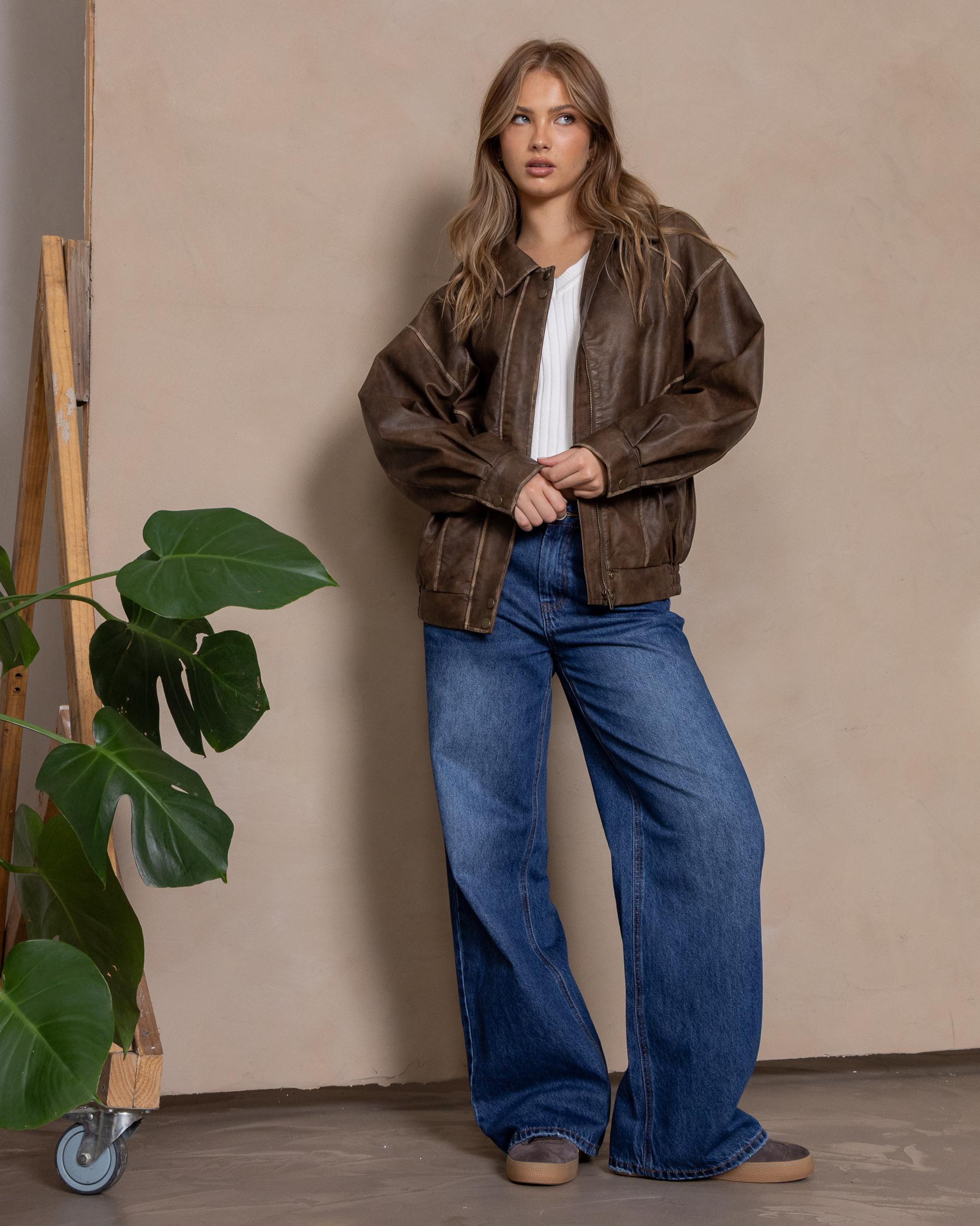 Dakota Faux Leather Bomber Jacket