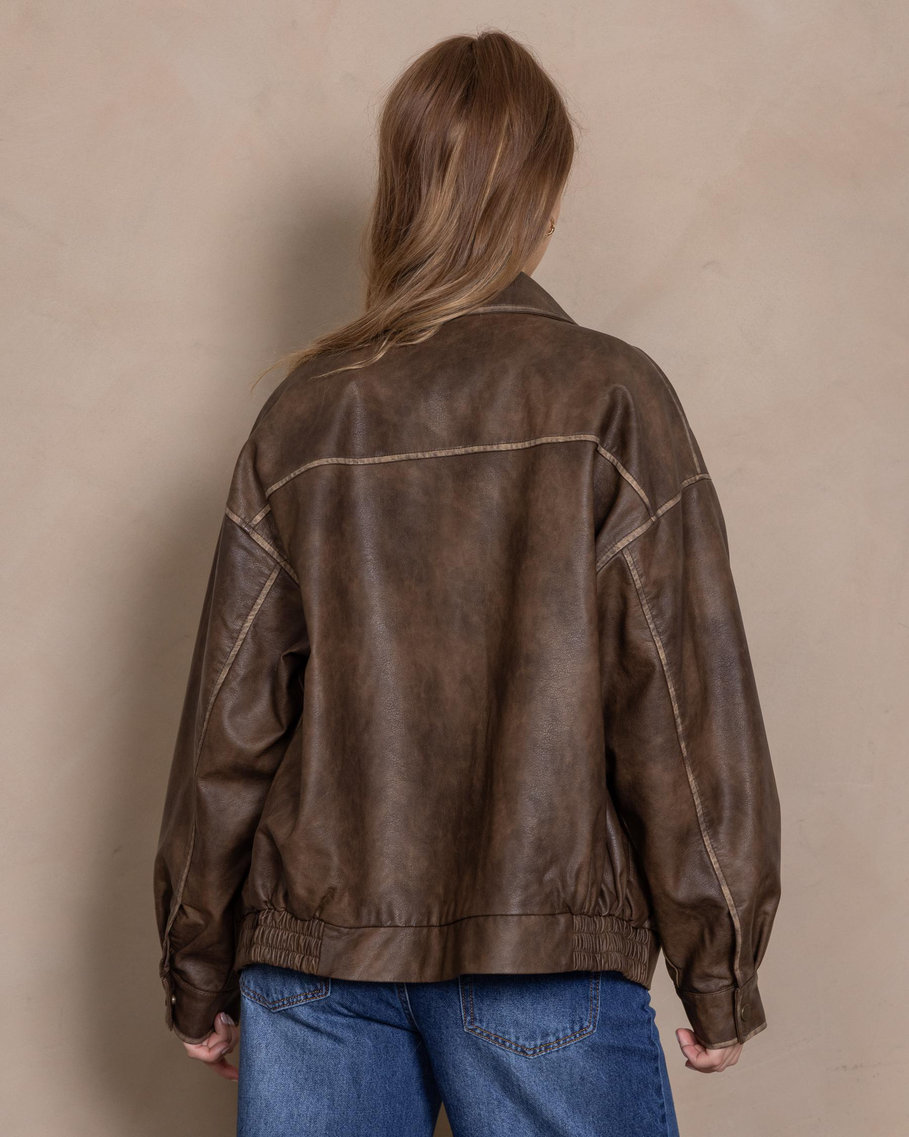 Dakota Faux Leather Bomber Jacket