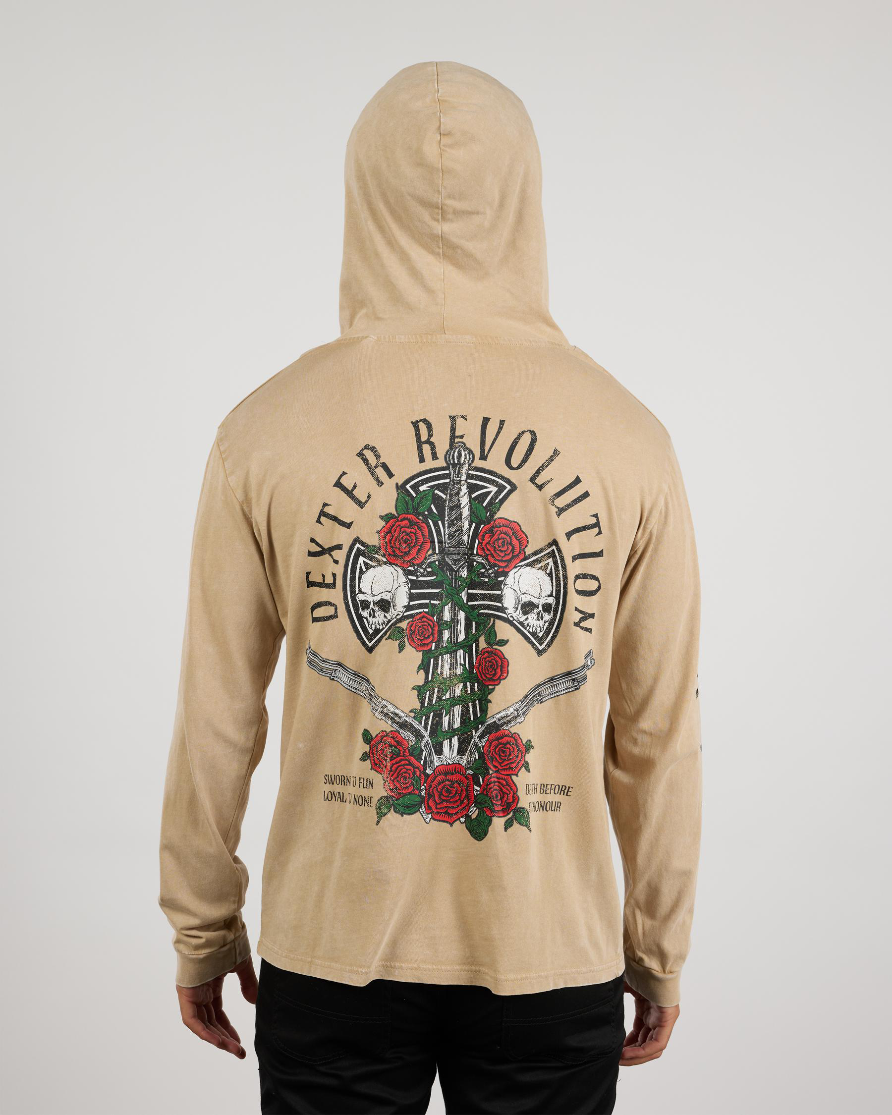 Wreathed Cross Hooded Long Sleeve T-Shirt