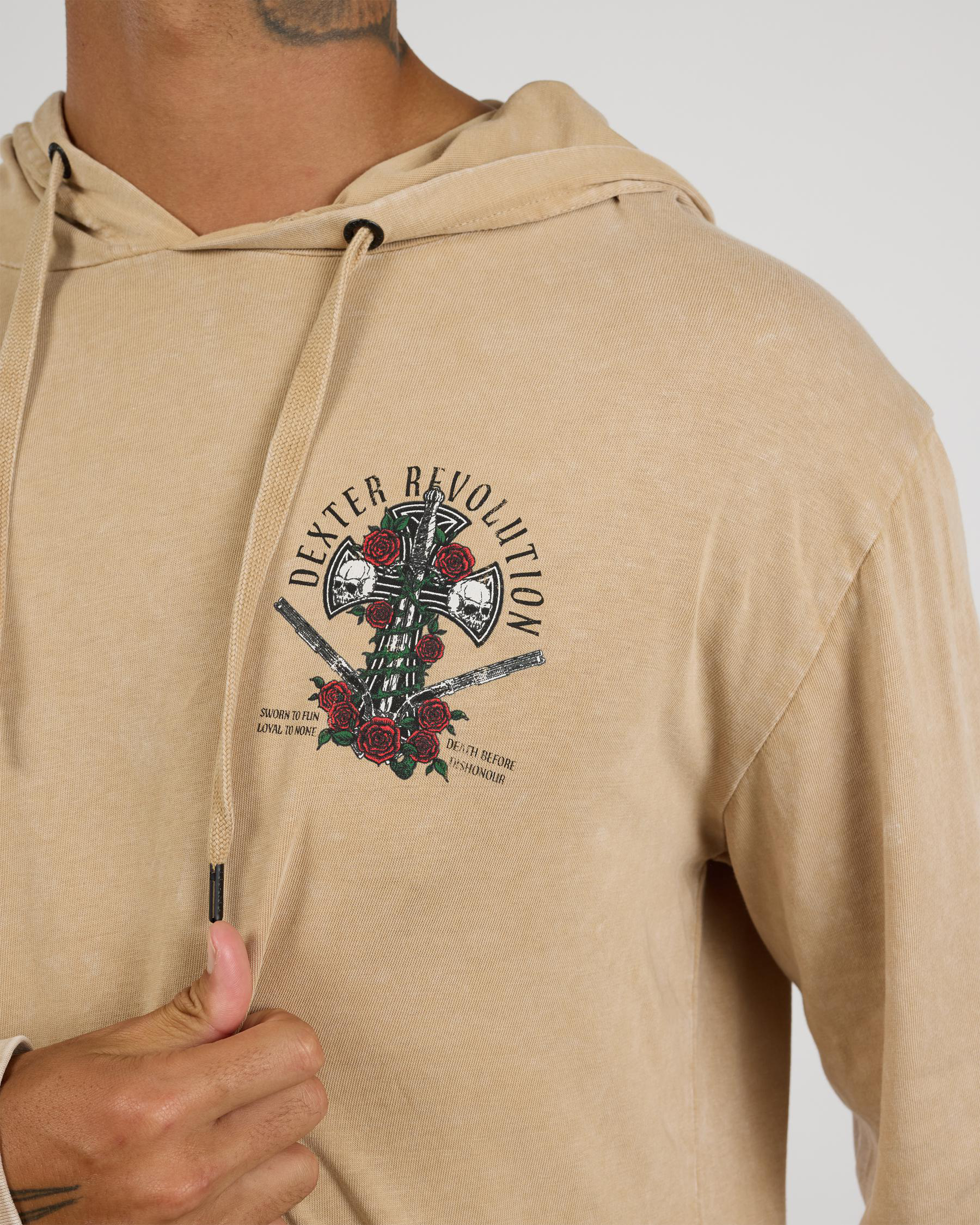 Wreathed Cross Hooded Long Sleeve T-Shirt