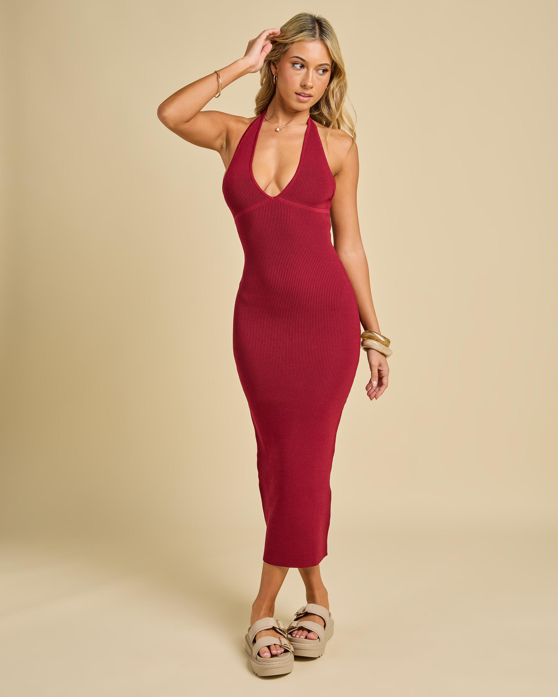Bianca Halter Knit Midi Dress