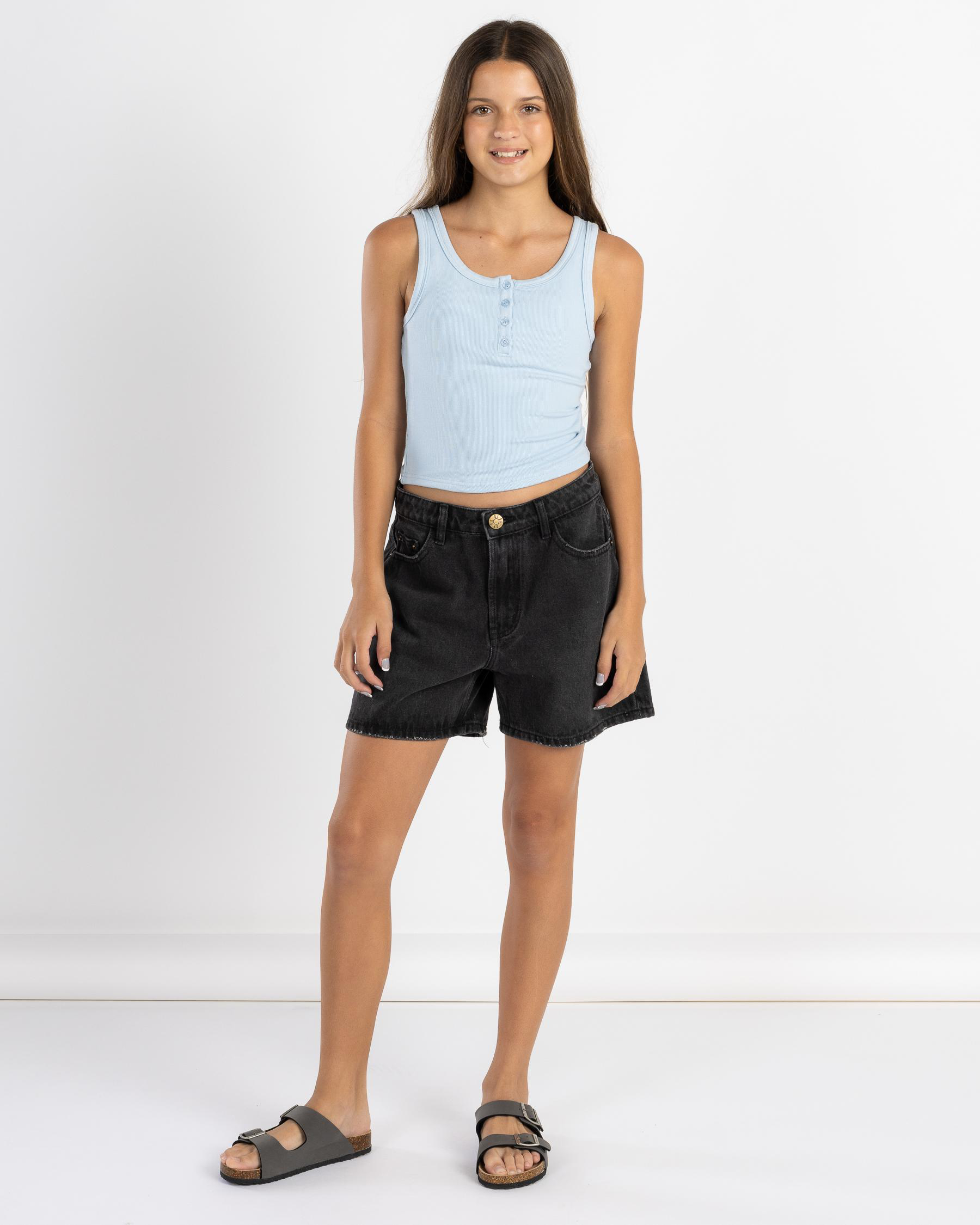 Basic Fine Rib Henley Tank Top