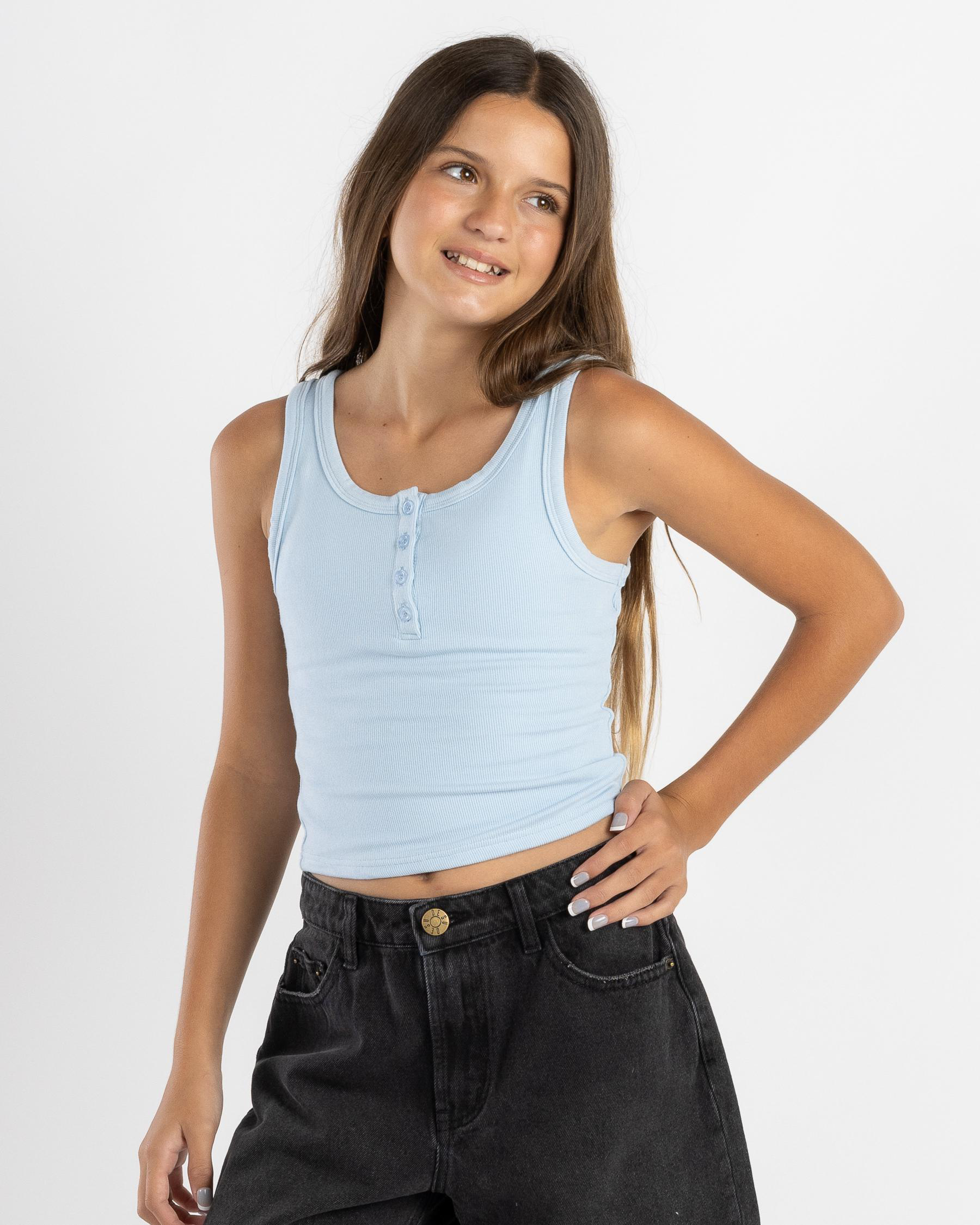 Basic Fine Rib Henley Tank Top