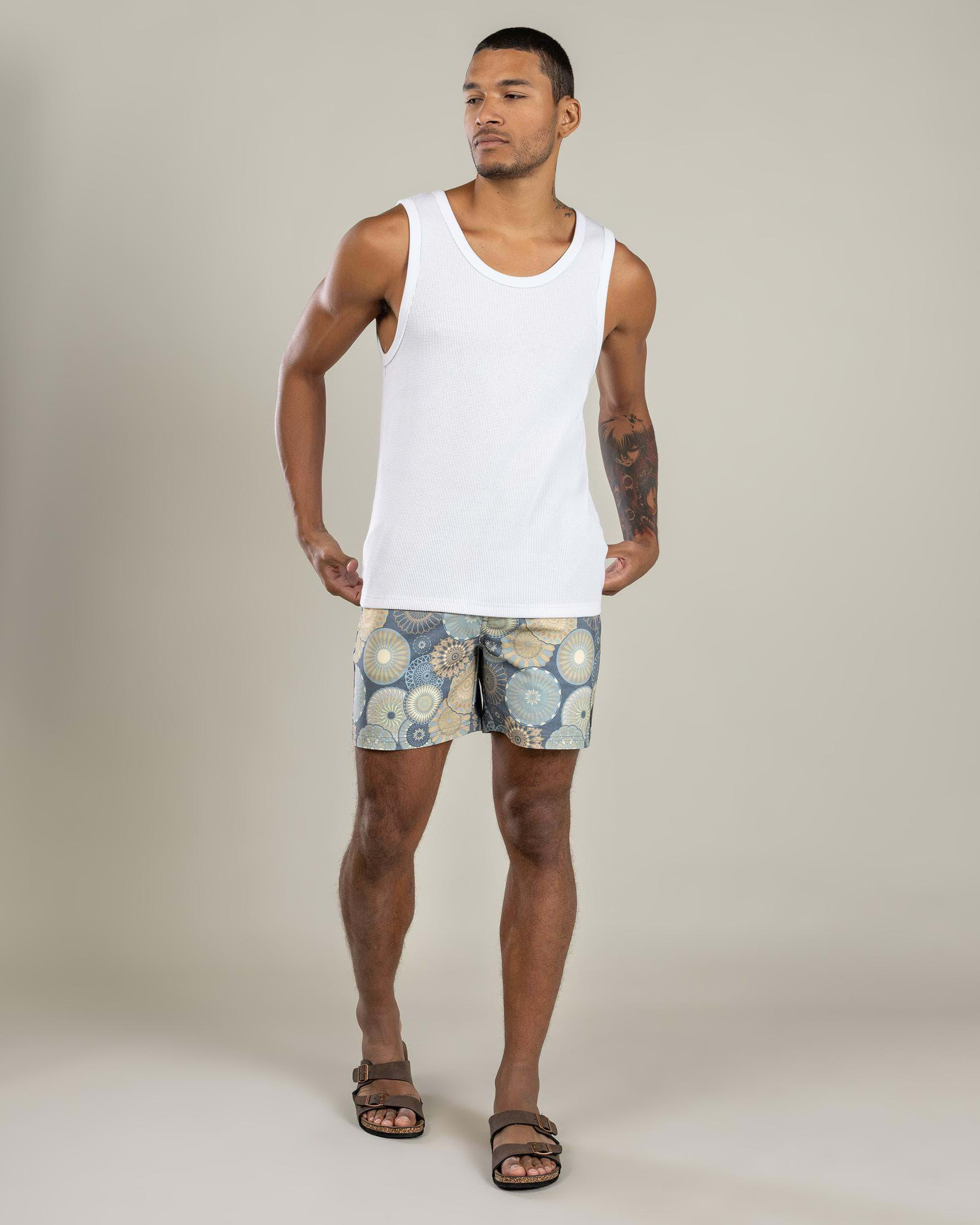 Radial Elastic Waist Shorts