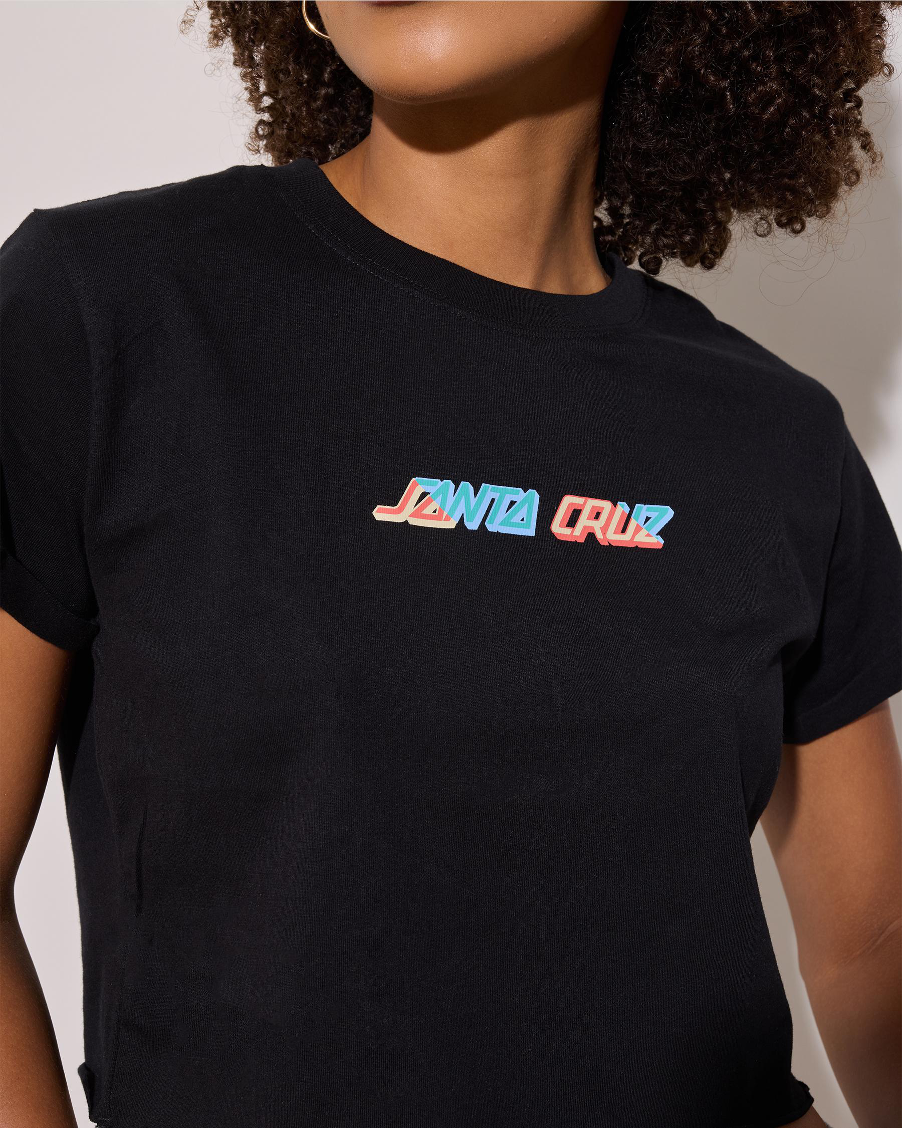 Split Block Strip Centre Cropped T-Shirt