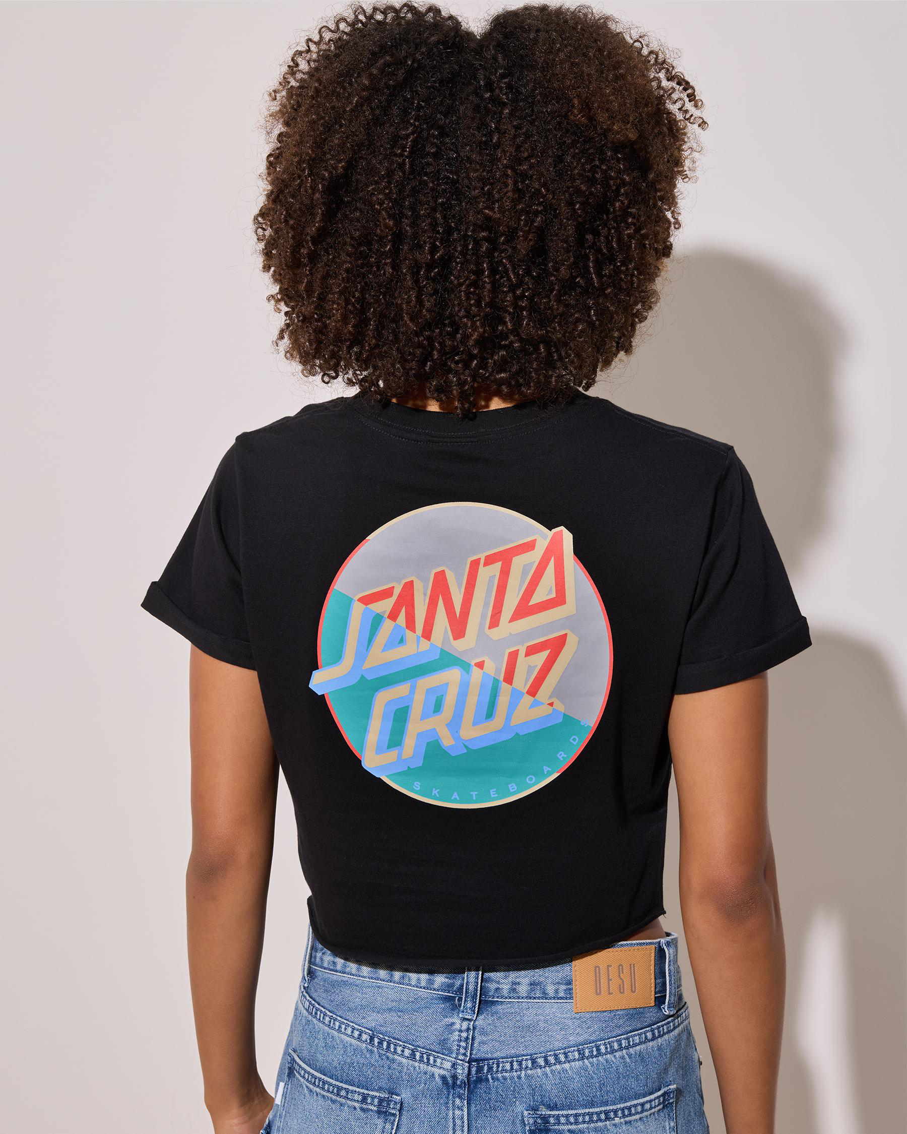 Split Block Strip Centre Cropped T-Shirt