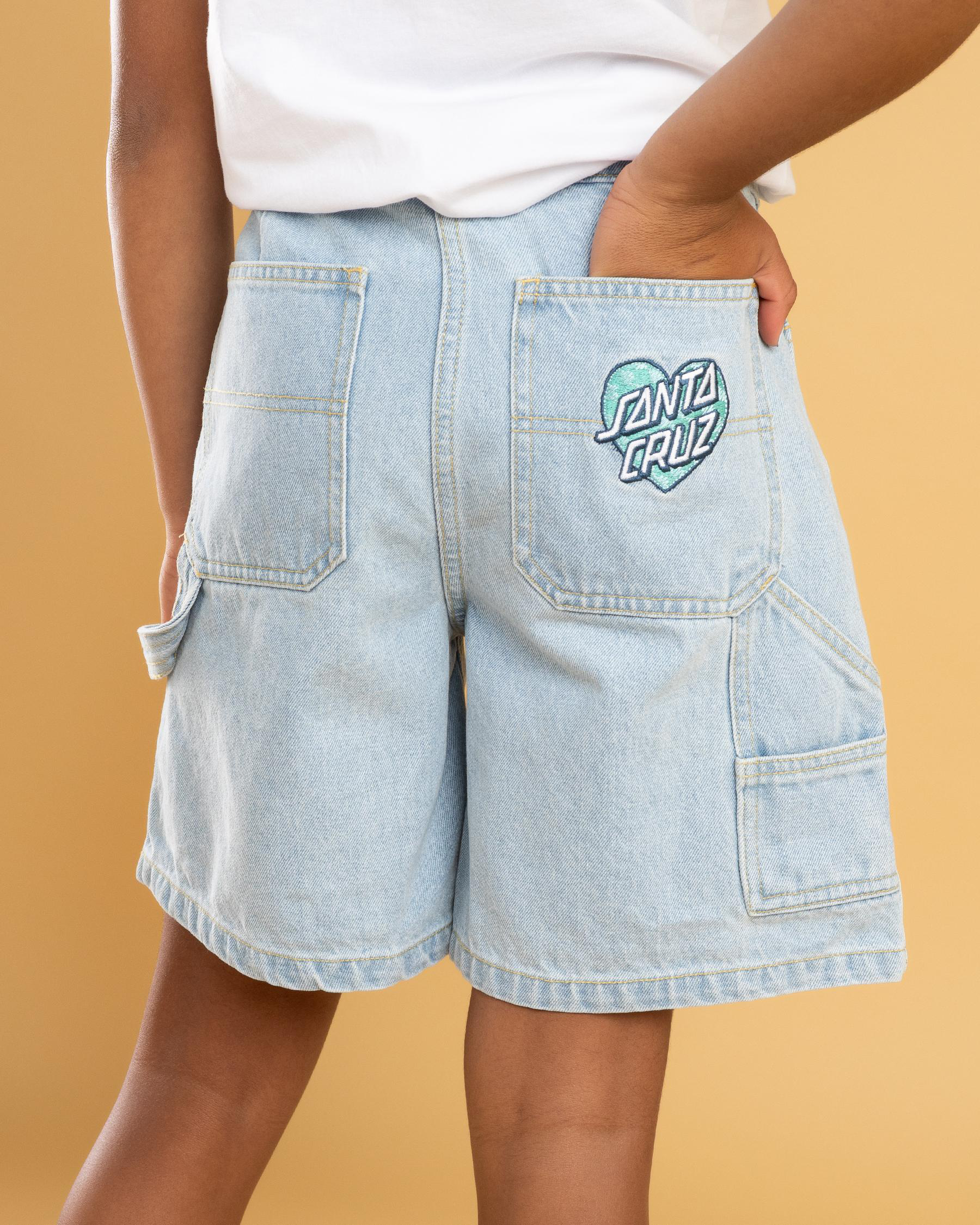 Checker Heart Dot Carpenter Denim Shorts
