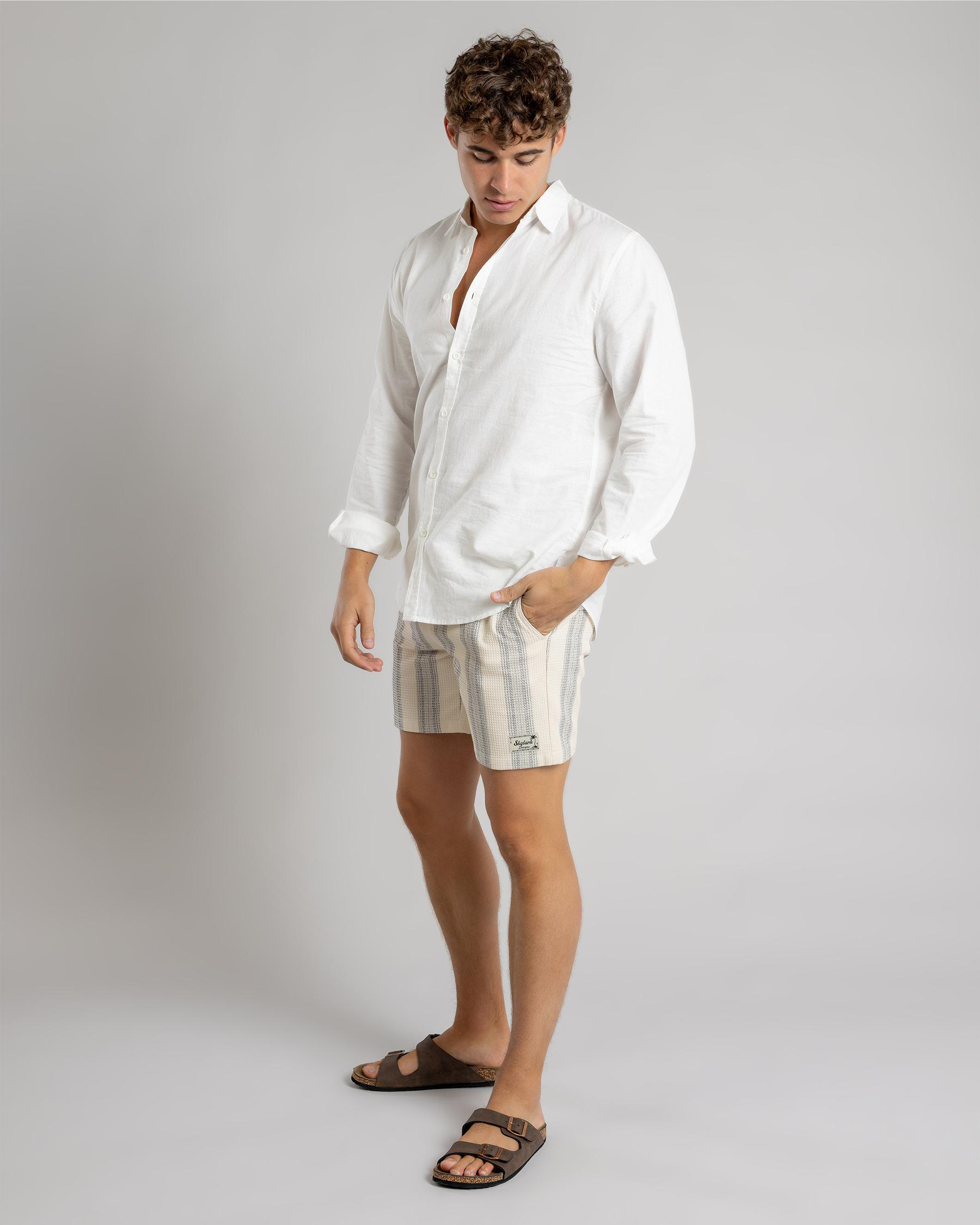 Waffle Elastic Waist Shorts