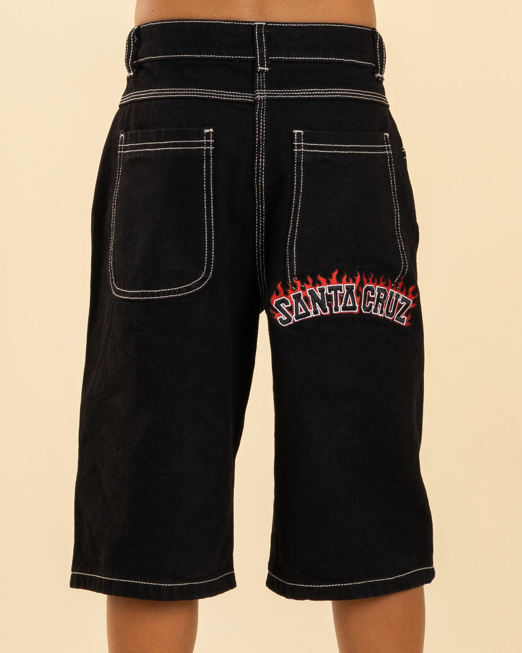 Flamed Collegiate Arch Denim Shorts