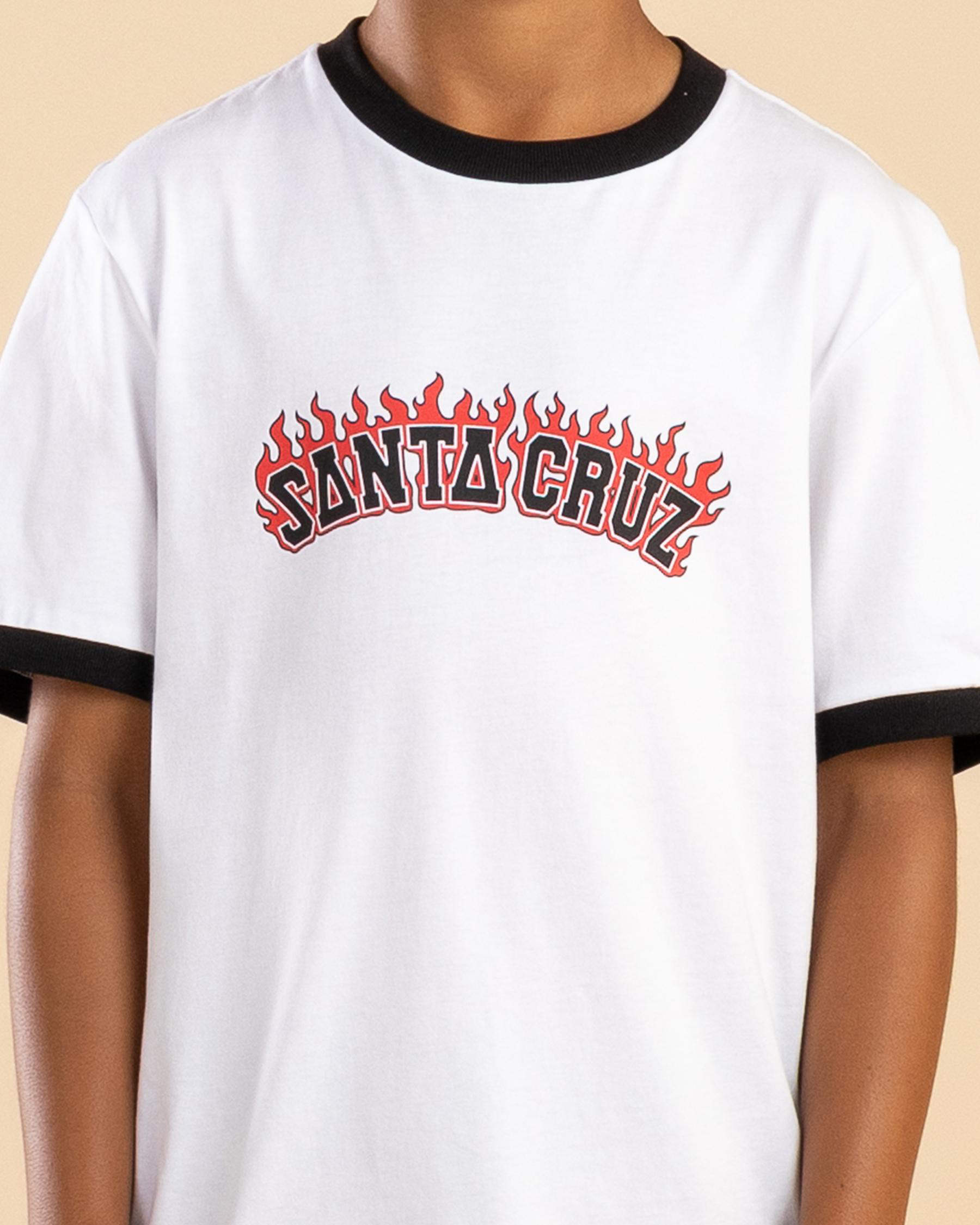 Flamed Collegiate Arch Ringer T-Shirt