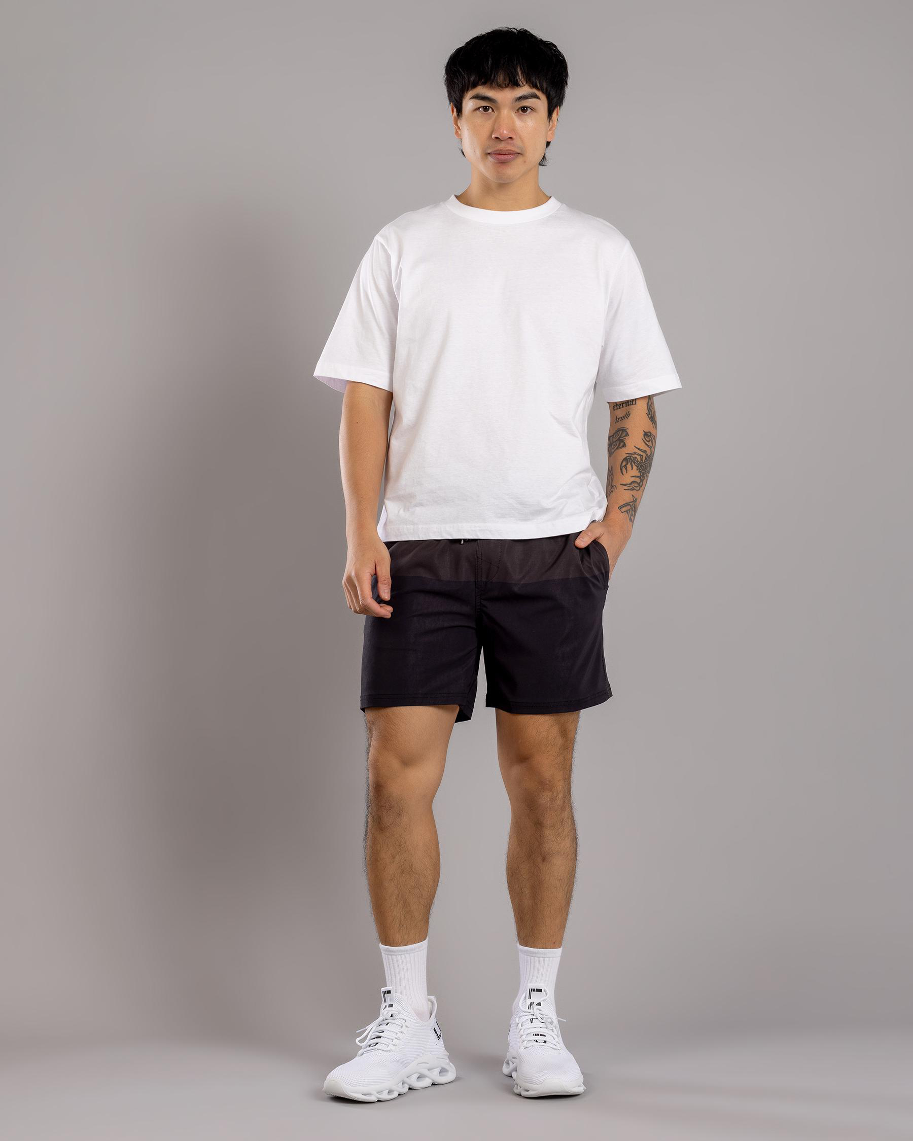 Bicolour Elastic Waist Shorts