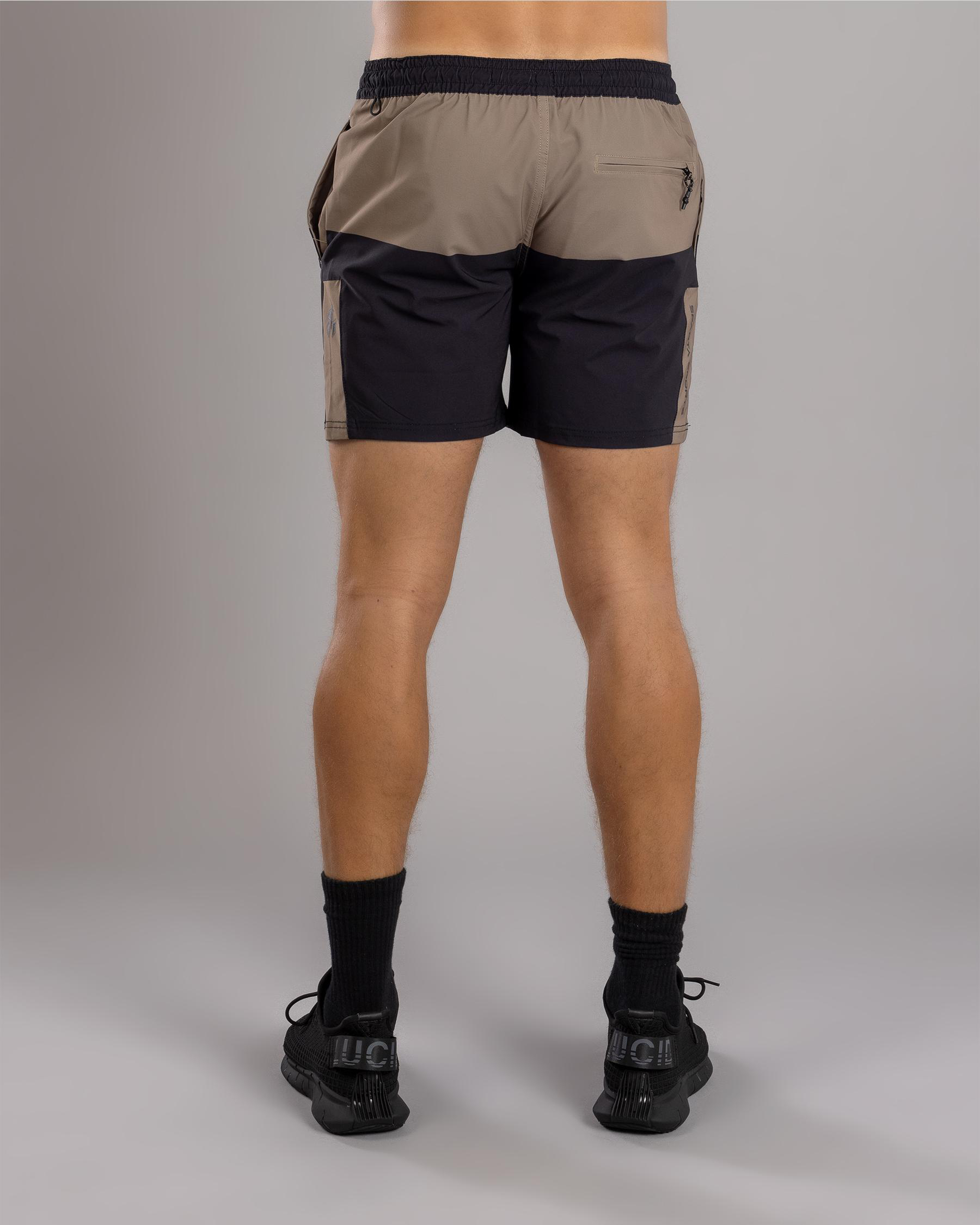 Bicolour Elastic Waist Shorts