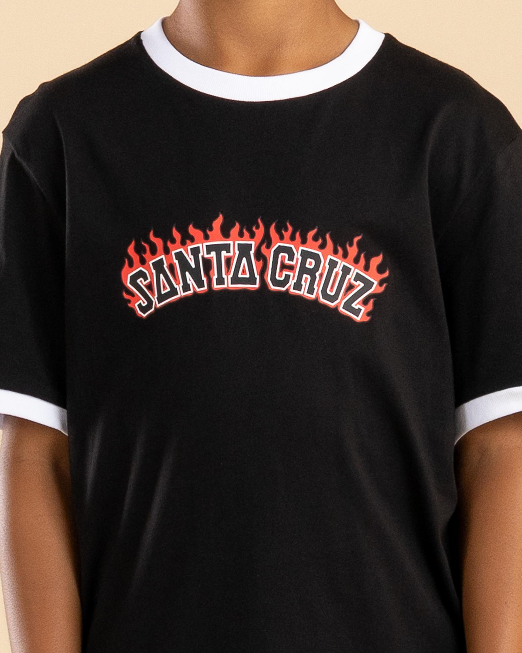 Flamed Collegiate Arch Ringer T-Shirt