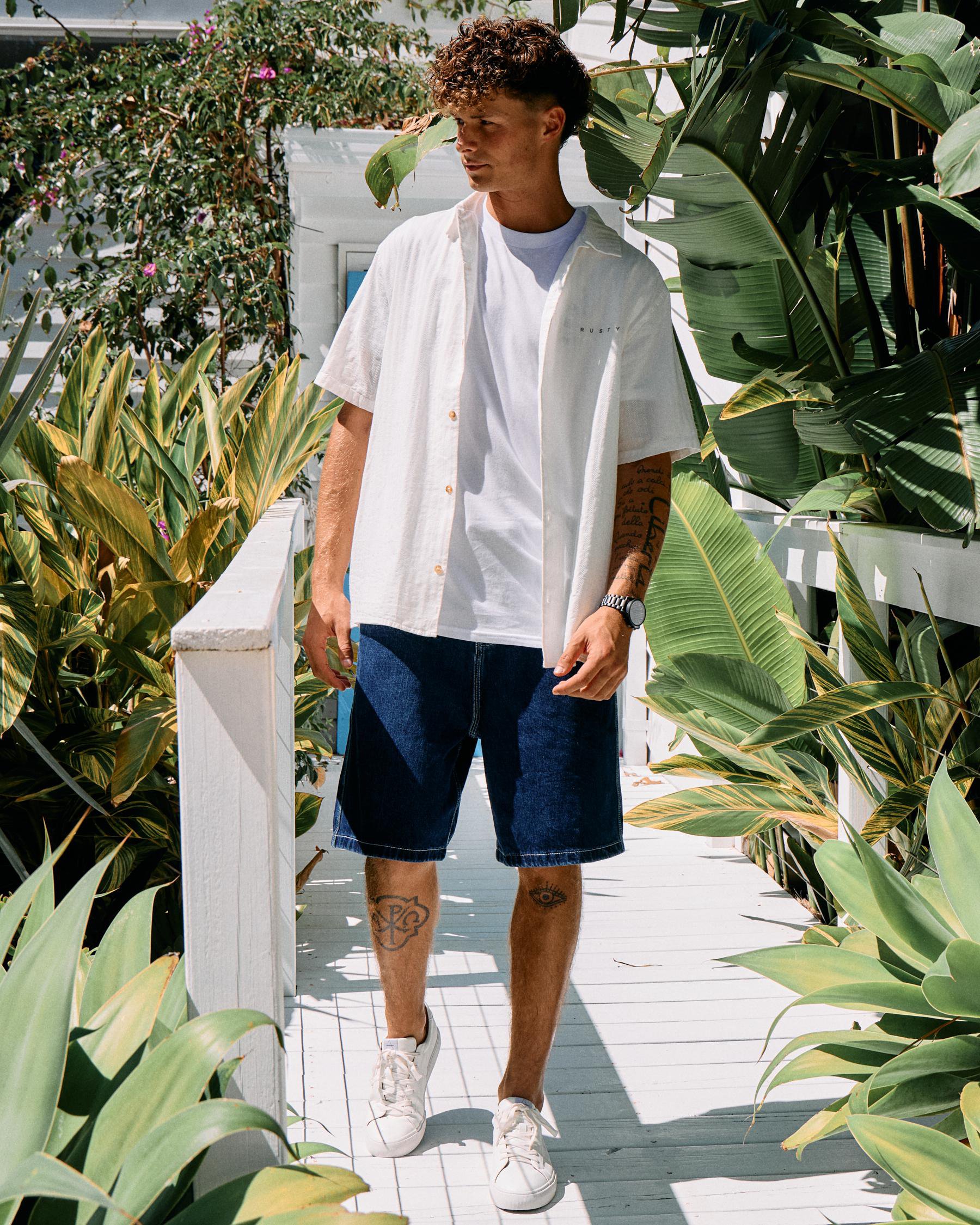 Medina Script Denim Walk Shorts