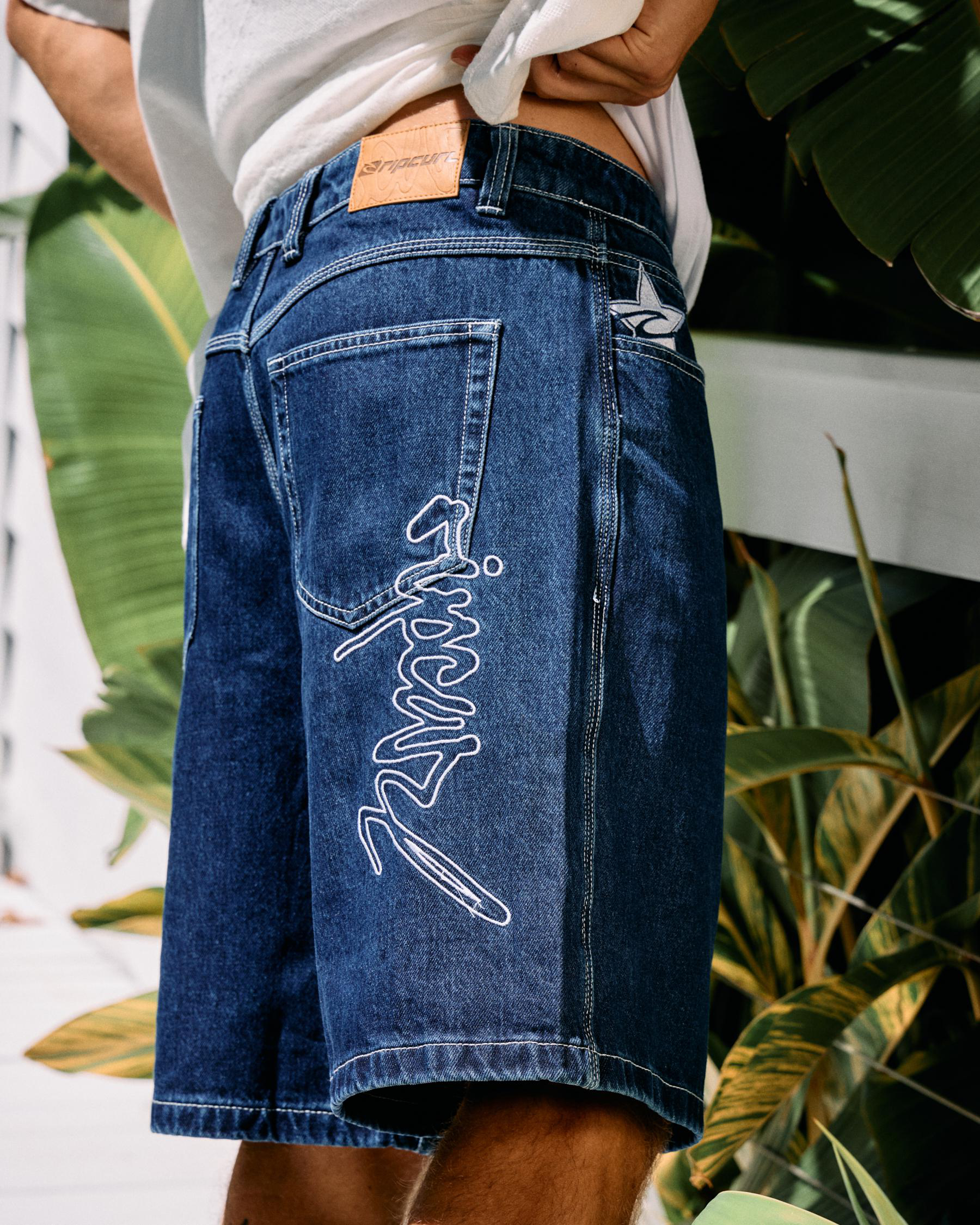 Medina Script Denim Walk Shorts