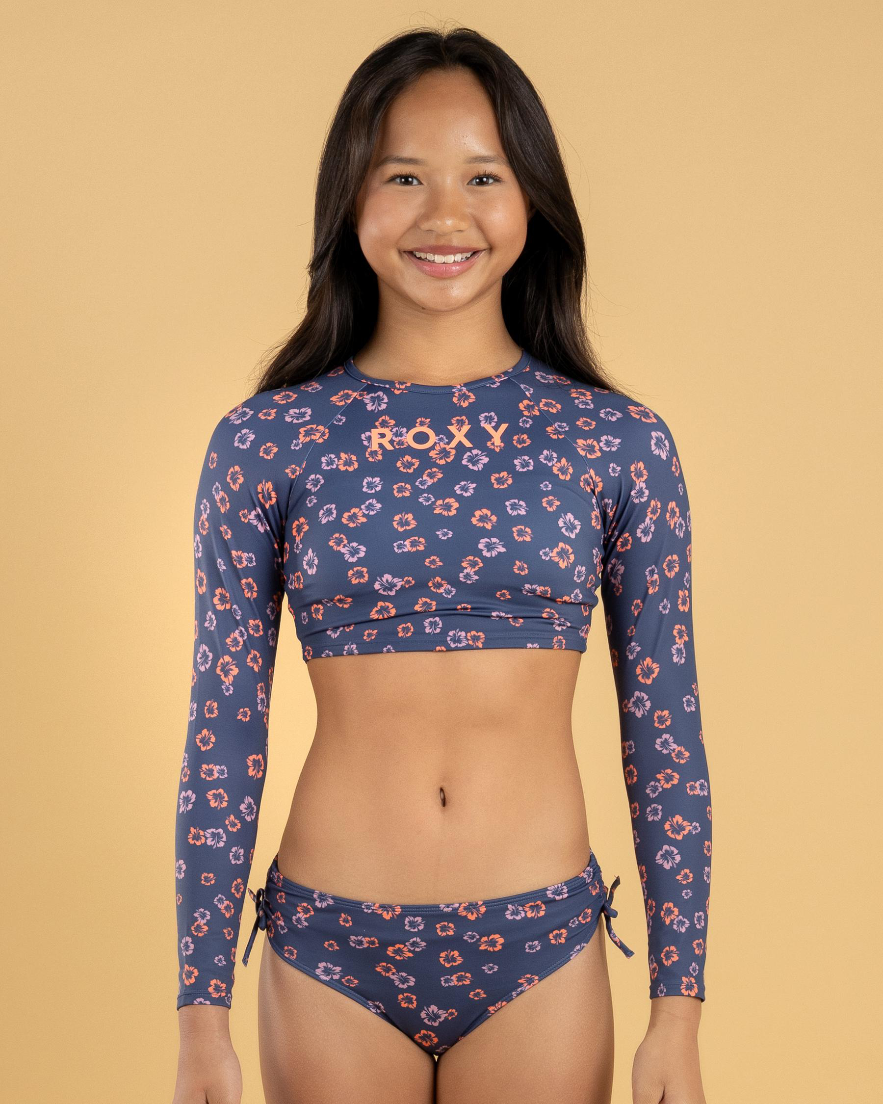 Cute Ditsy Crop Long Sleeve Rash Vest Set