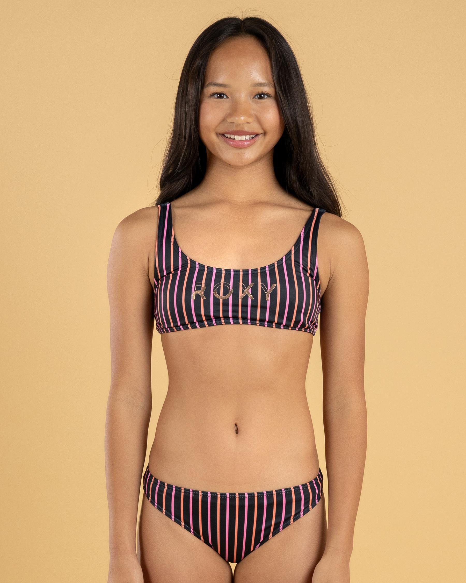 Active Stripe Bralette Bikini Set